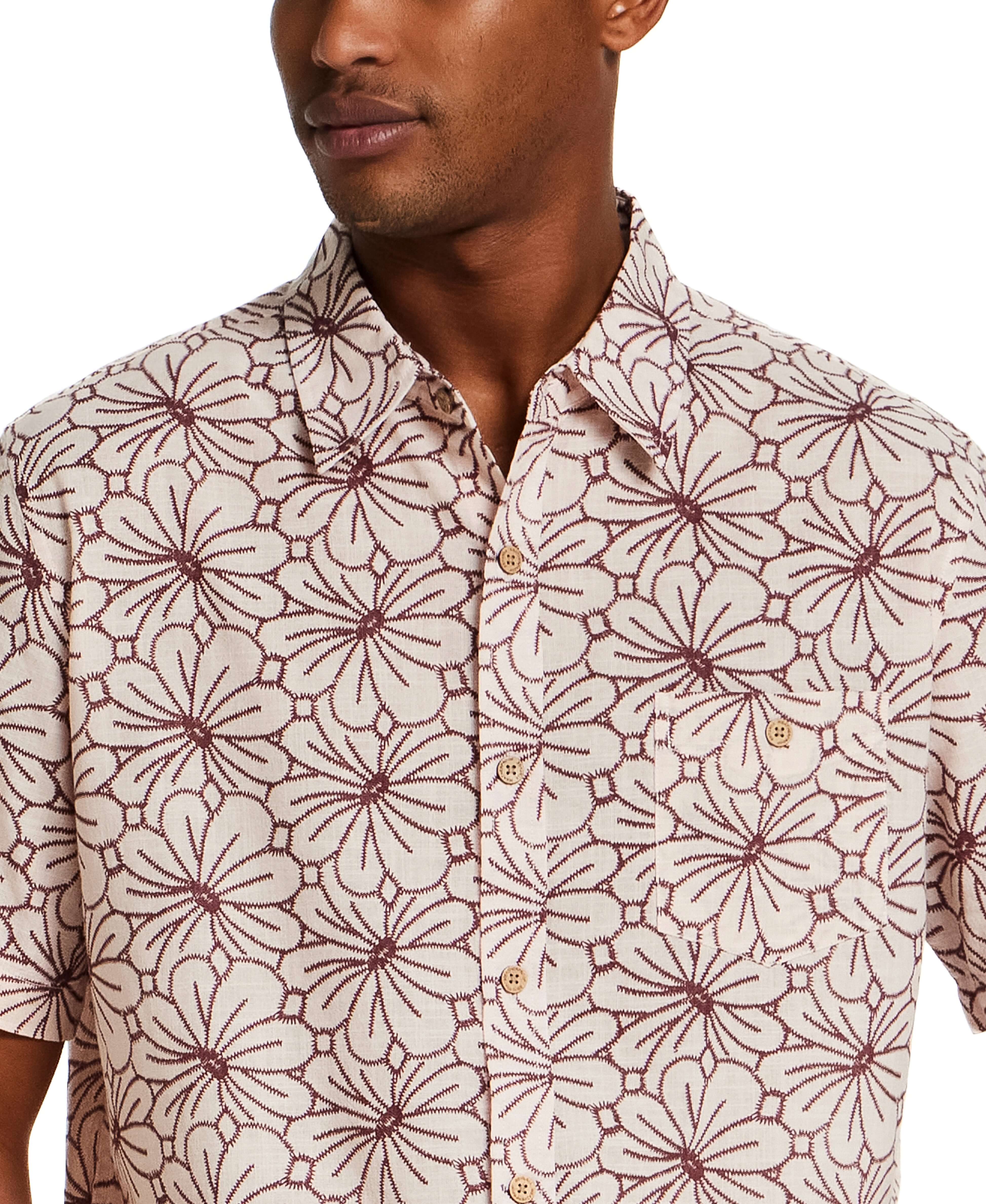 100% Cotton Linen-Texture Shirt in Rose Brown