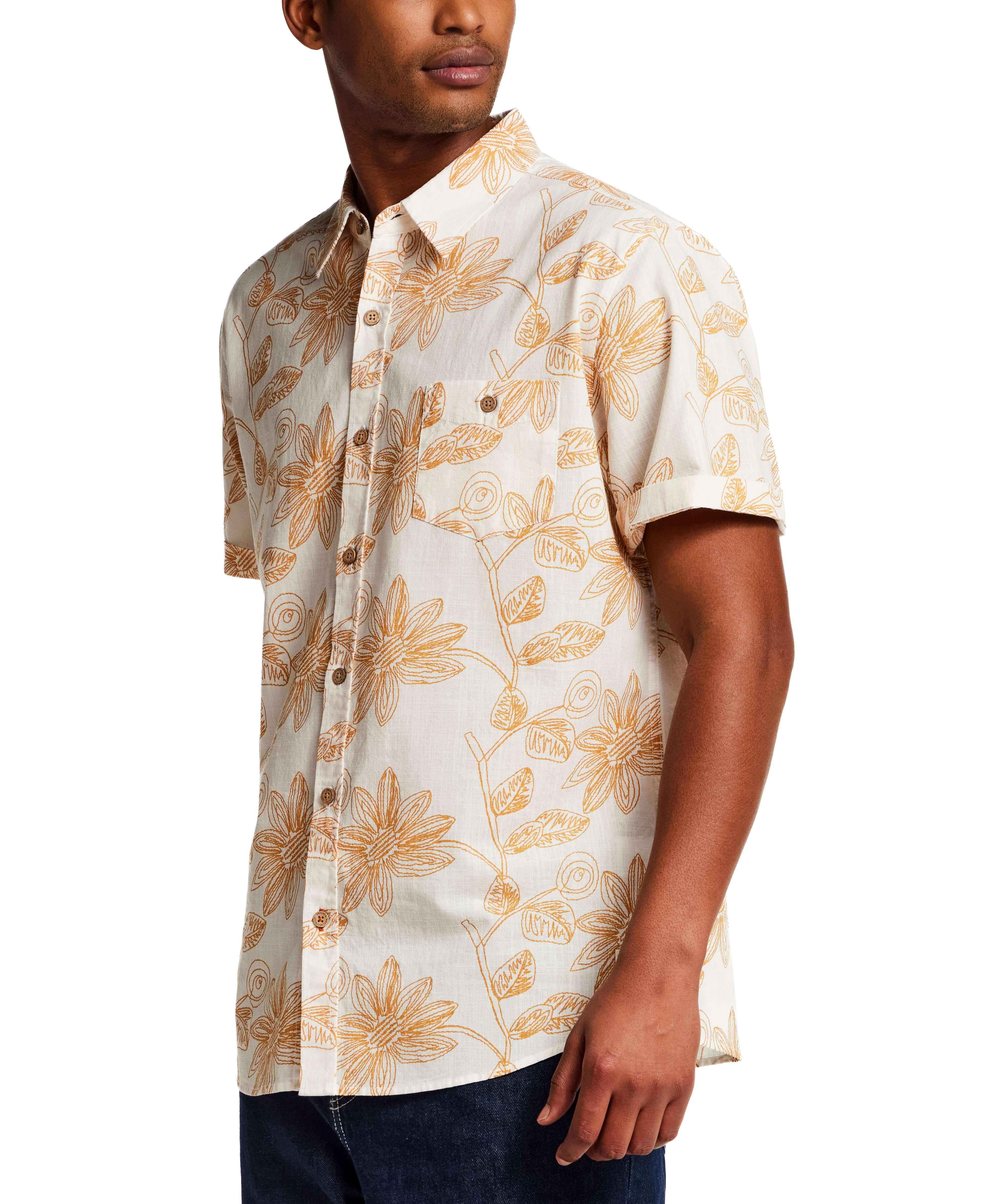 100% Cotton Linen-Texture Shirt in Sunrise - Image 6