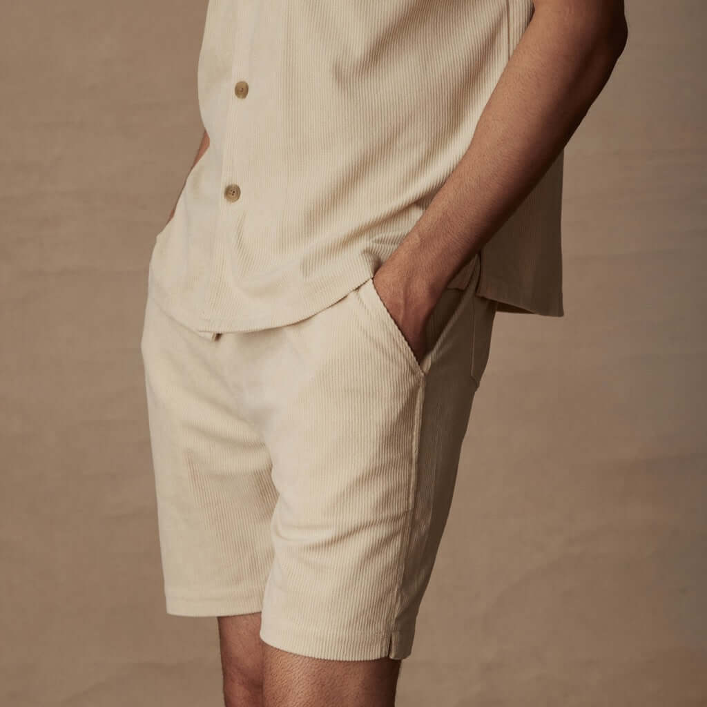 6" Corduroy Cabana Short in Cream - Image 3