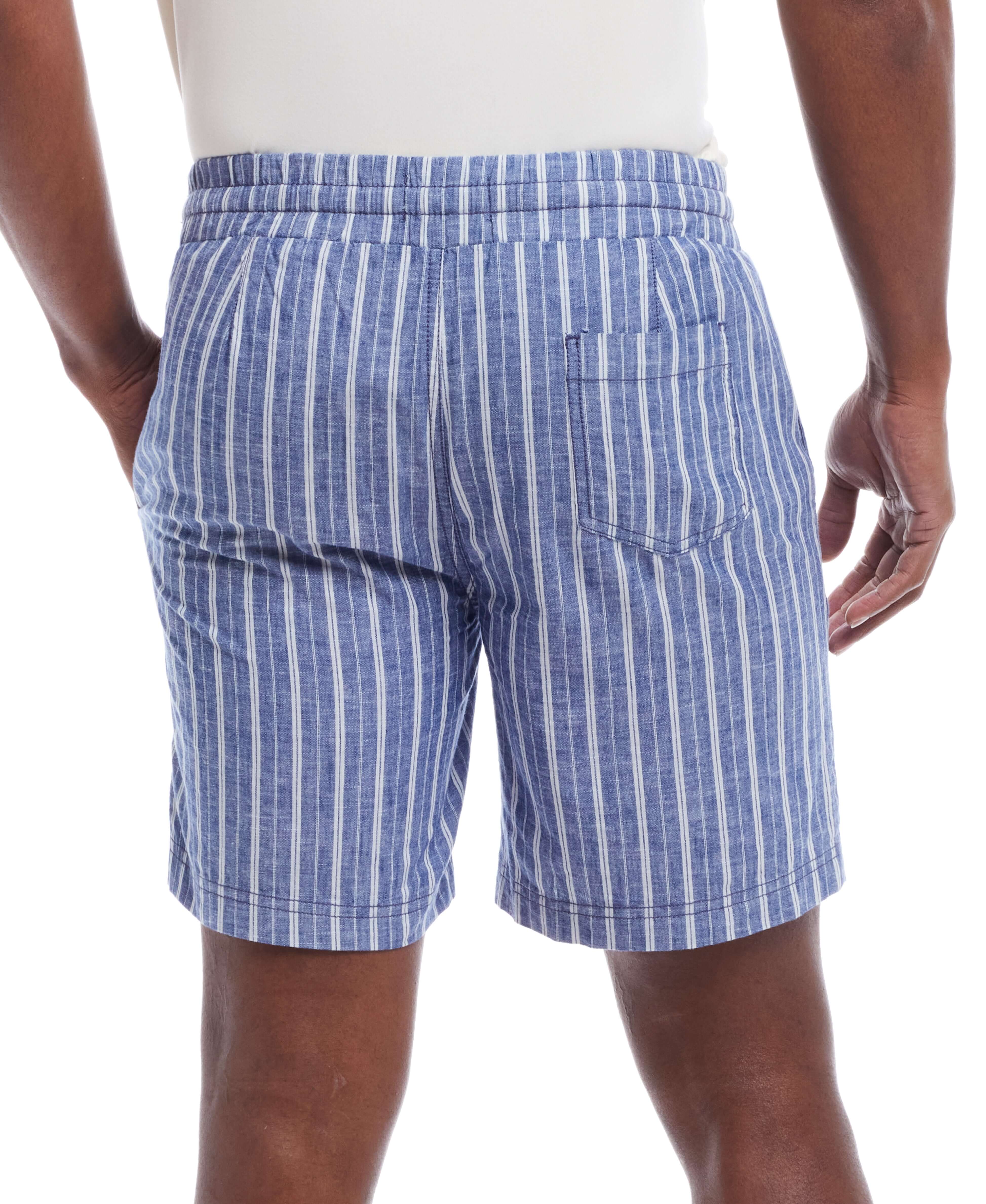 7" Striped Cotton Drawstring Short In Monaco Blue - Image 3