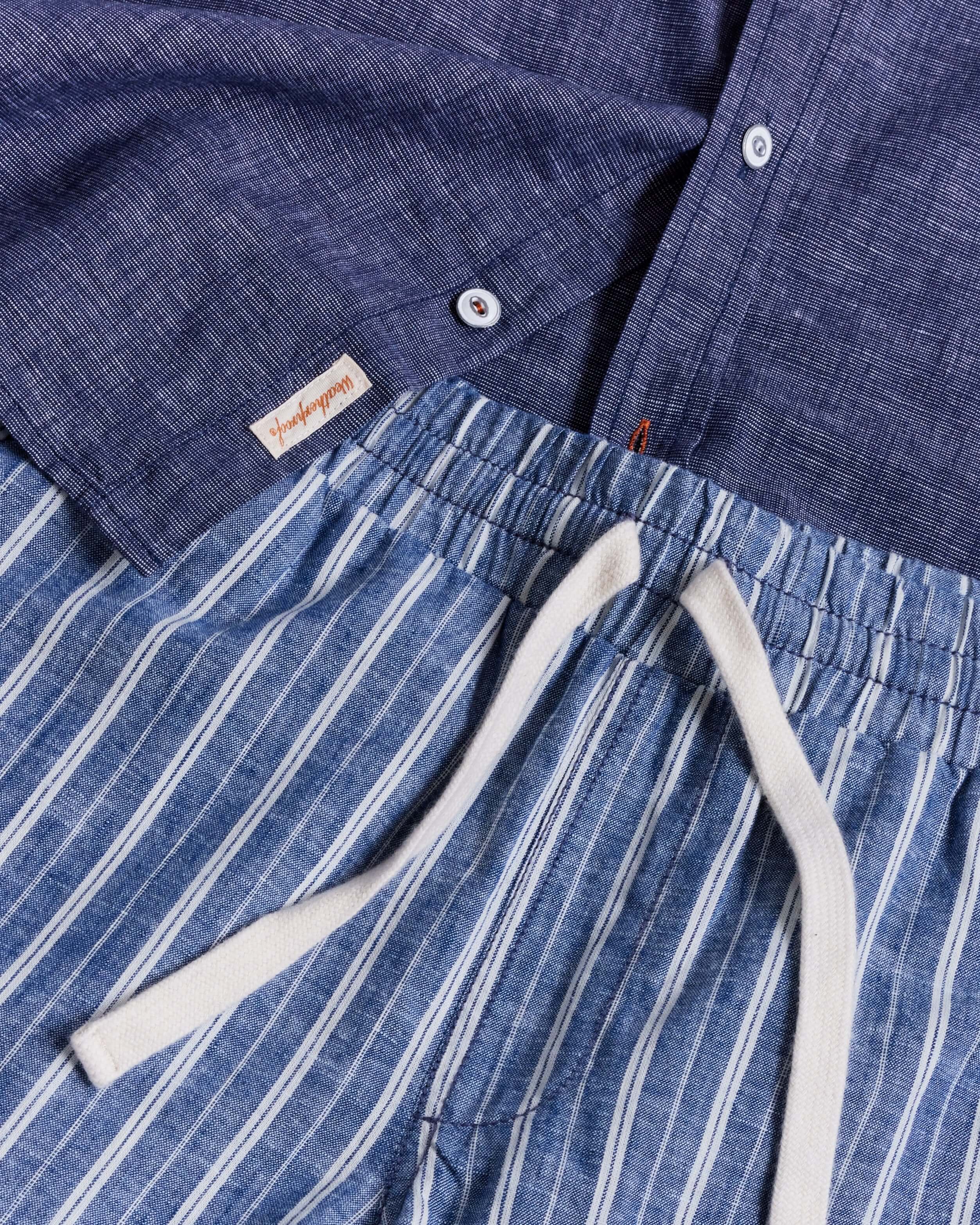 7" Striped Cotton Drawstring Short In Monaco Blue - Image 4