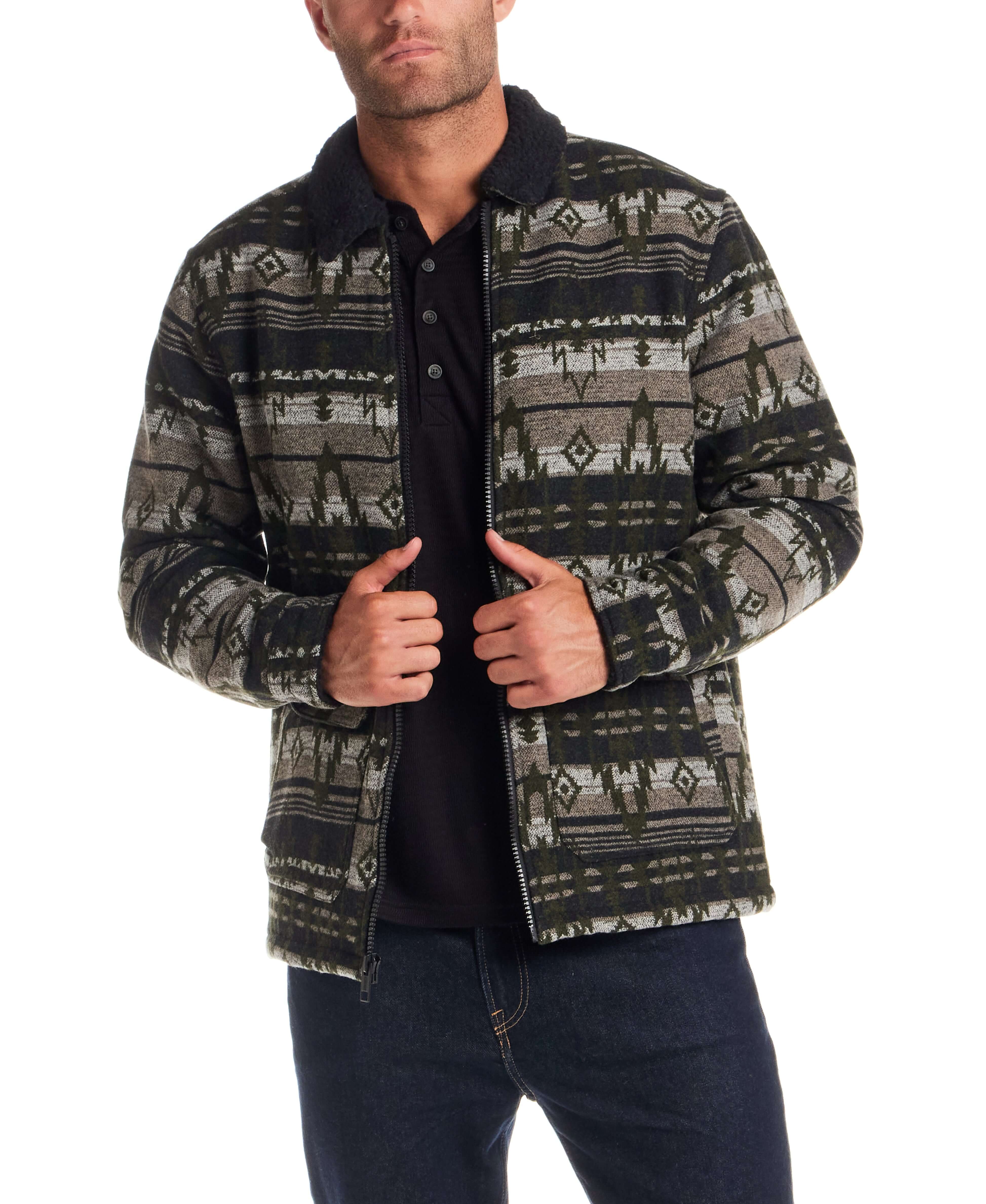 Berber Lined Southwest Rancher Jacket in Olive Black - Image 9