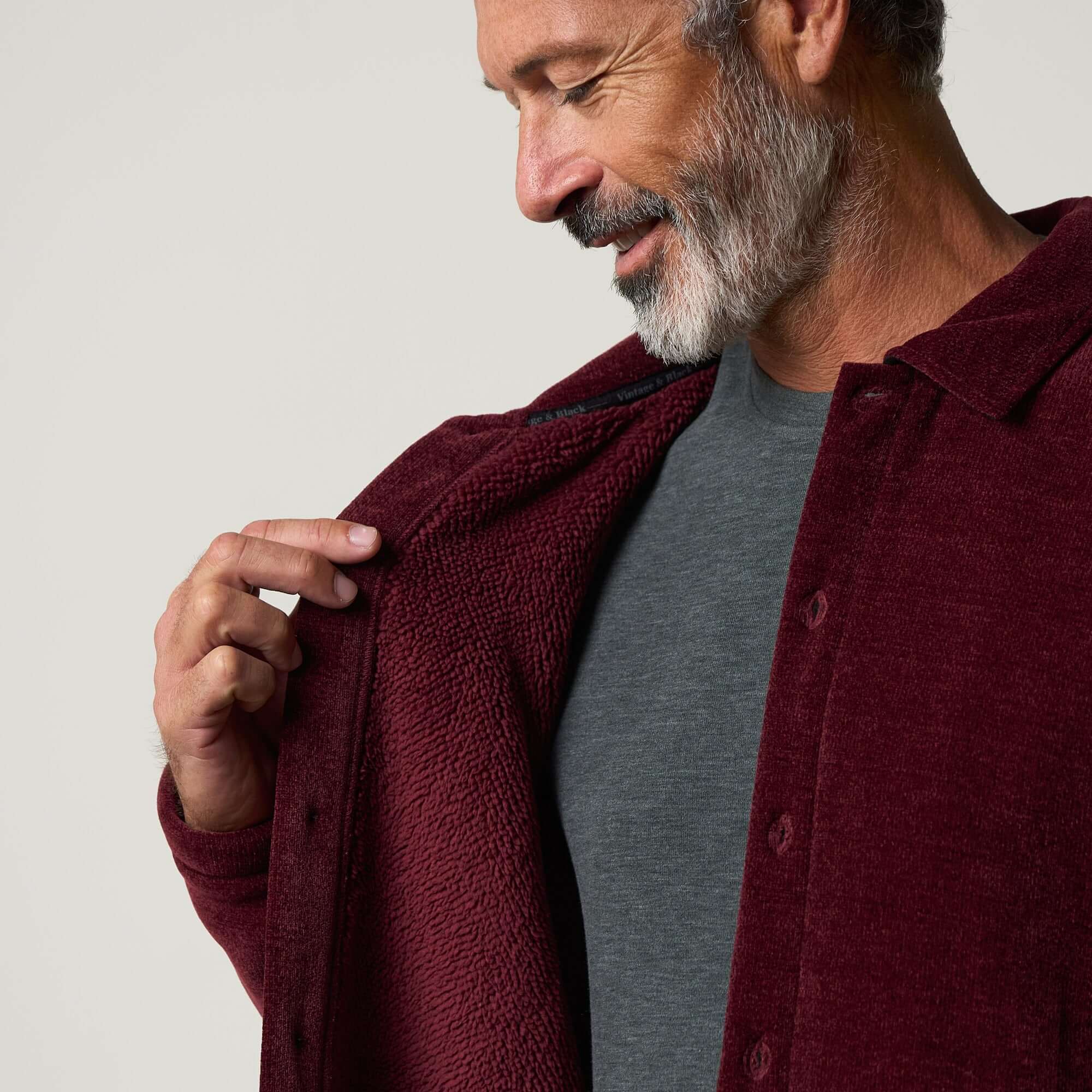 Brushed Corded Shirt Jacket in Fig - Image 6