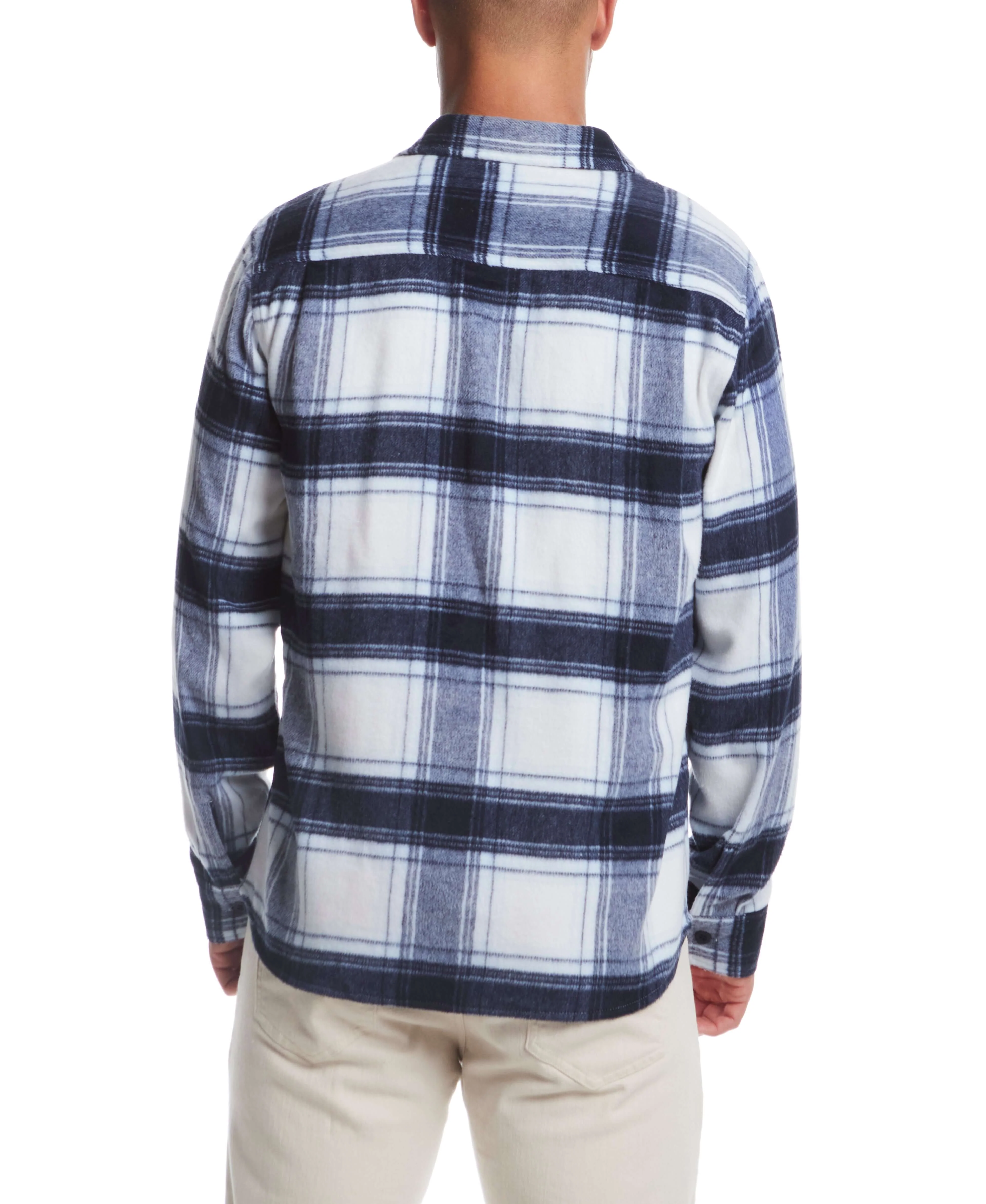 Brushed Unlined Shirt Jacket in White Plaid - Image 5