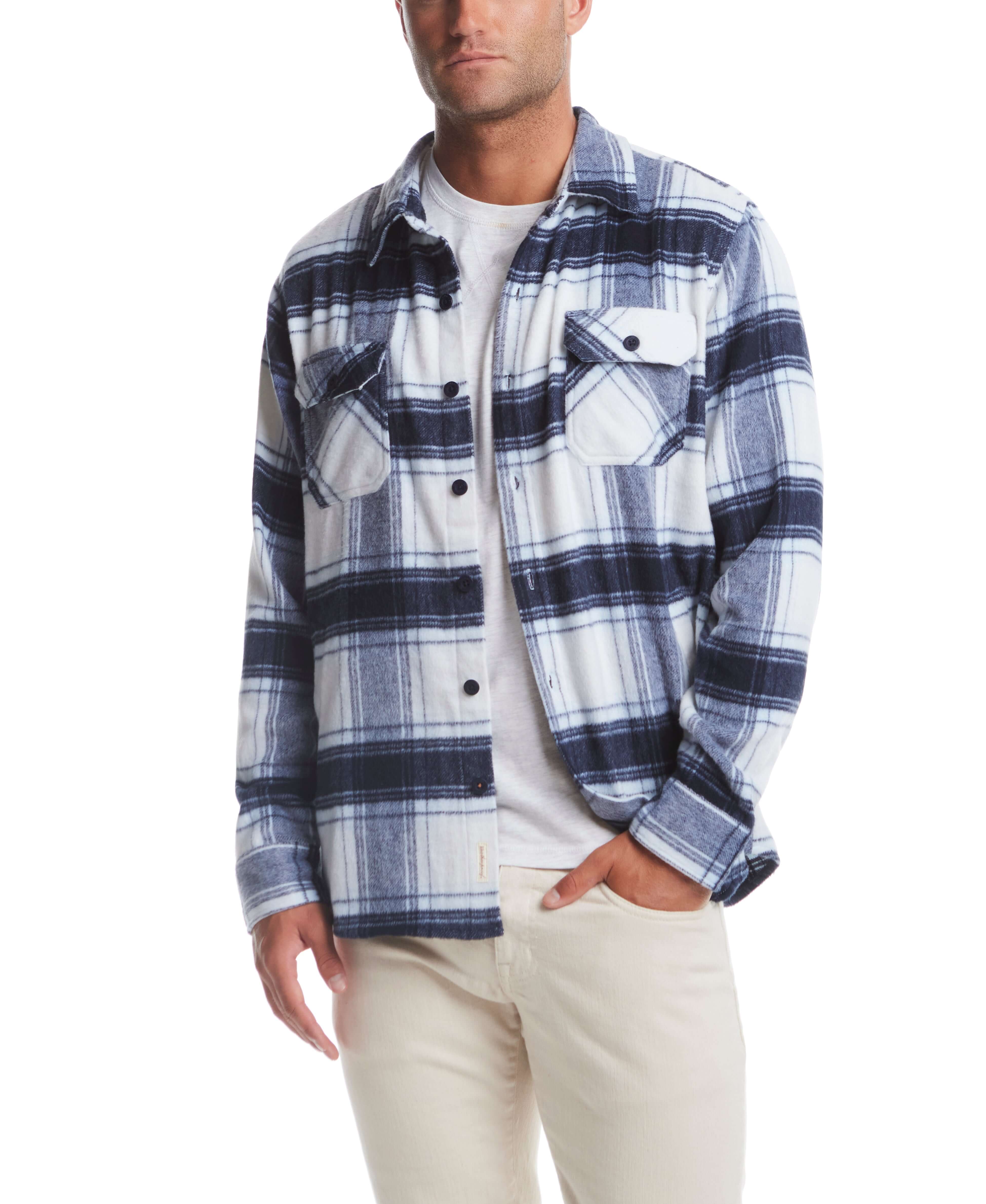 Brushed Unlined Shirt Jacket in White Plaid - Image 6