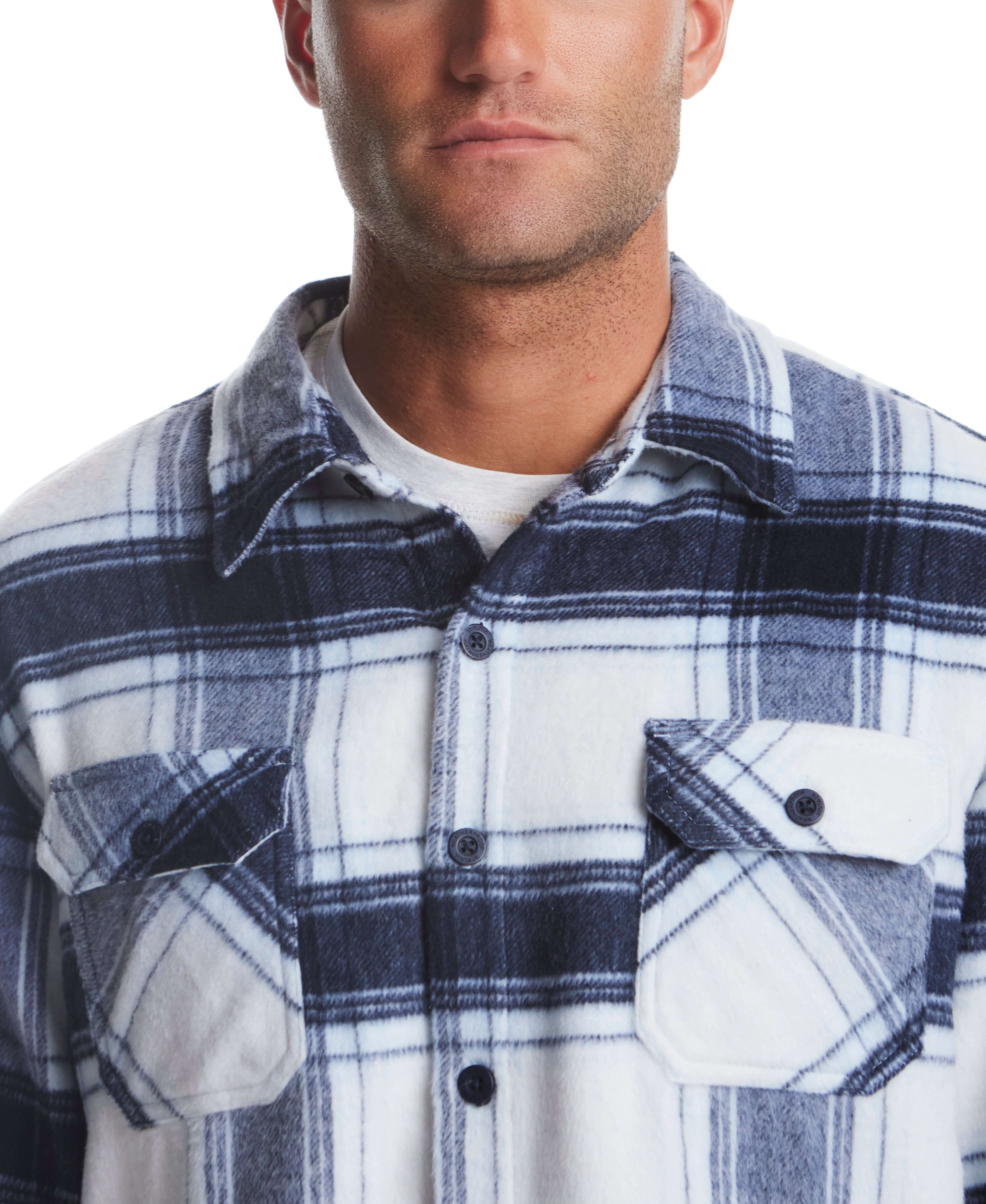 Brushed Unlined Shirt Jacket in White Plaid - Image 7
