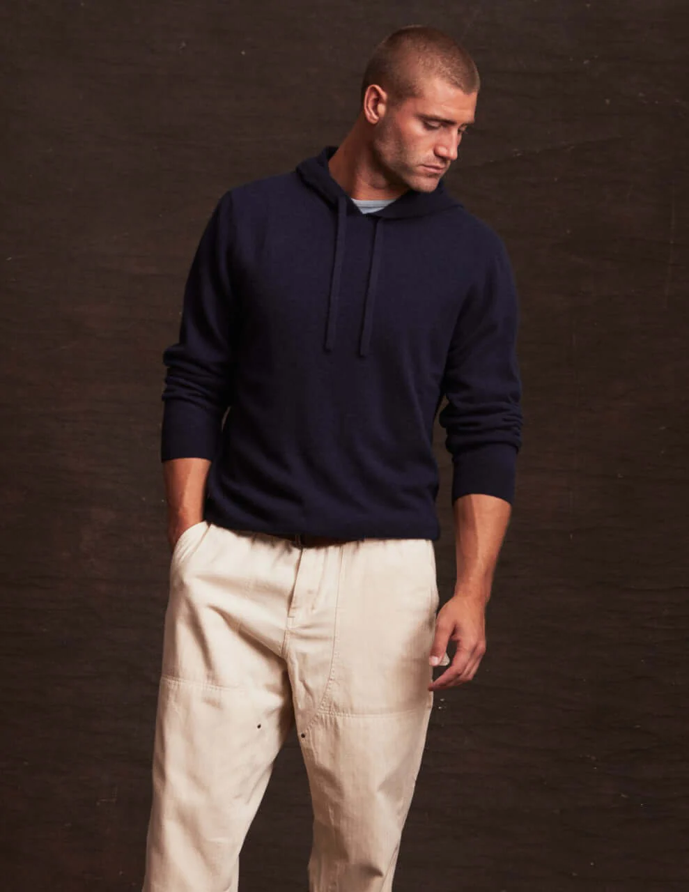 Cashmere Hoodie in Dark Navy - Image 3