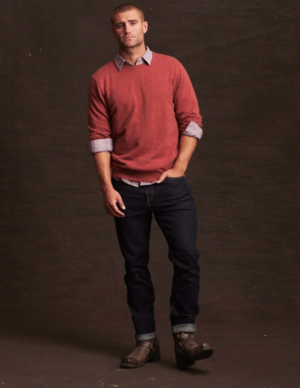 Cashmere Solid Crew in Nutmeg - Image 3
