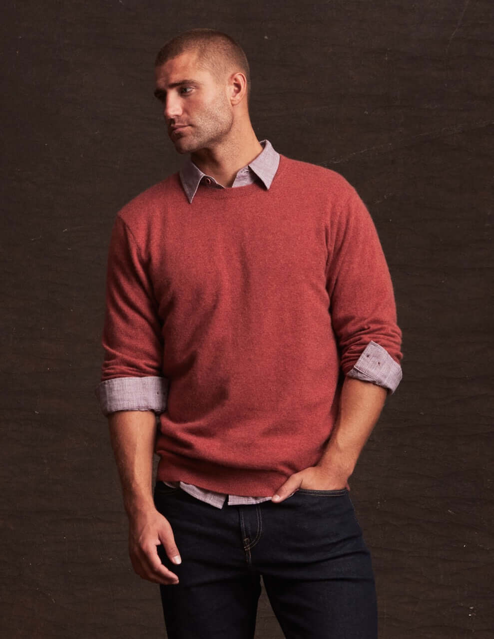Cashmere Solid Crew in Nutmeg - Image 4