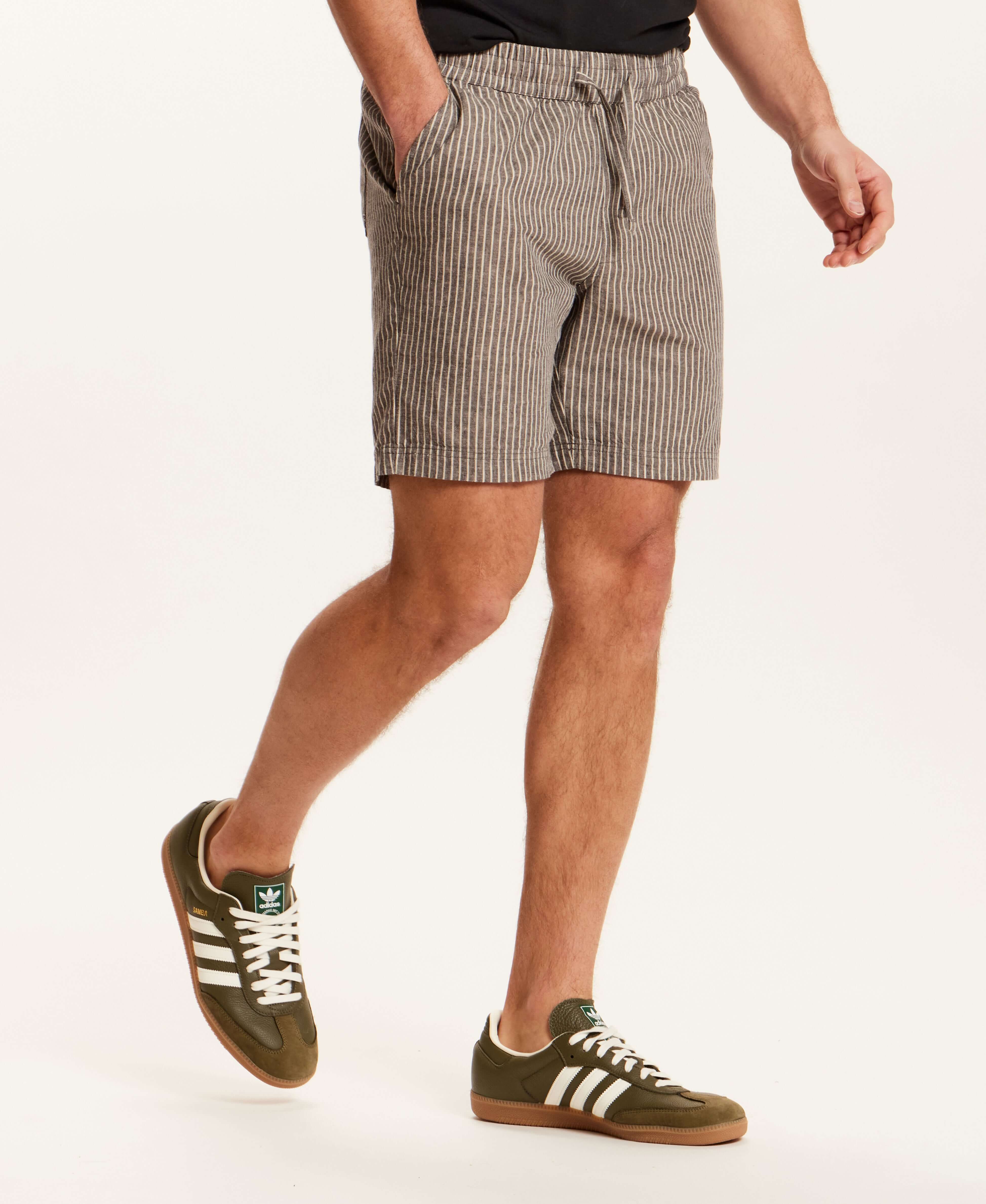 Chambray Stripe Drawstring Short in Black Stripe - Image 5