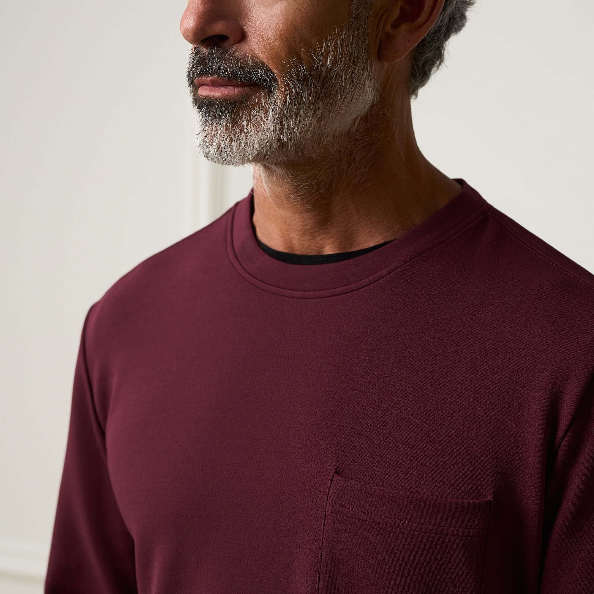 Crinkle Scuba Crew Neck in Burgundy - Image 5