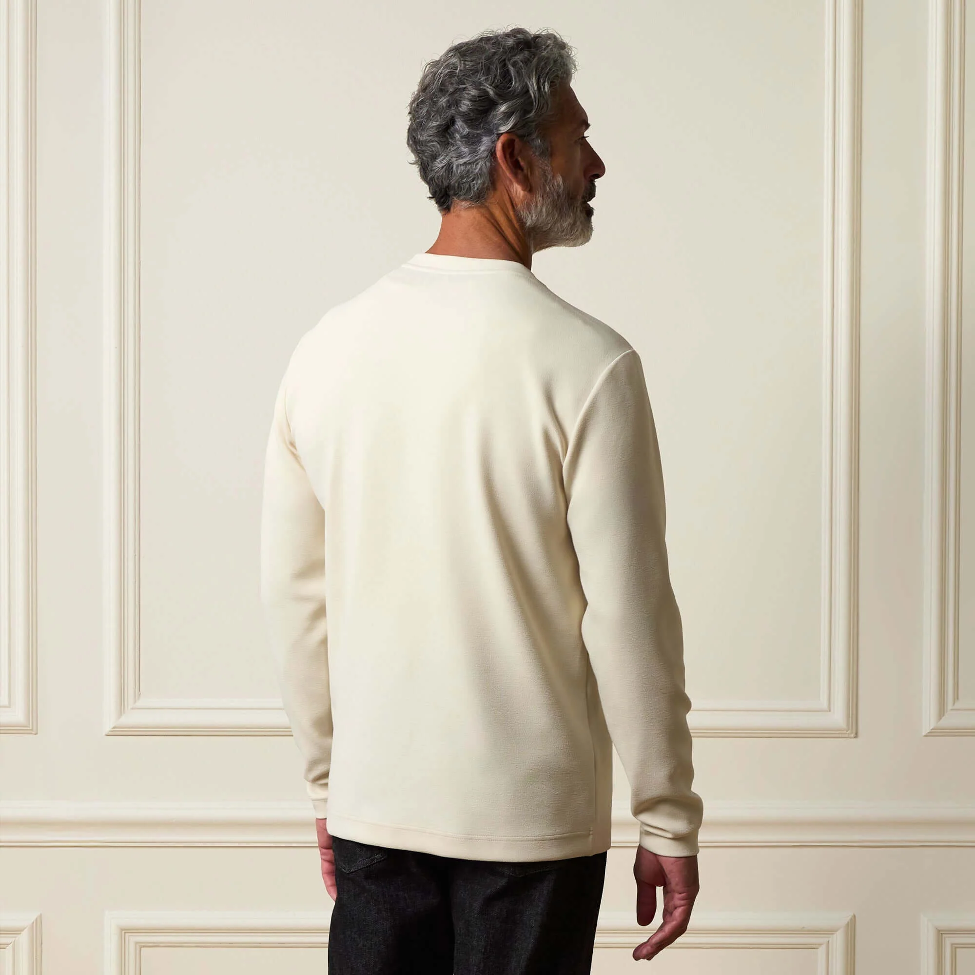 Crinkle Scuba Crew Neck in Ivory - Image 2