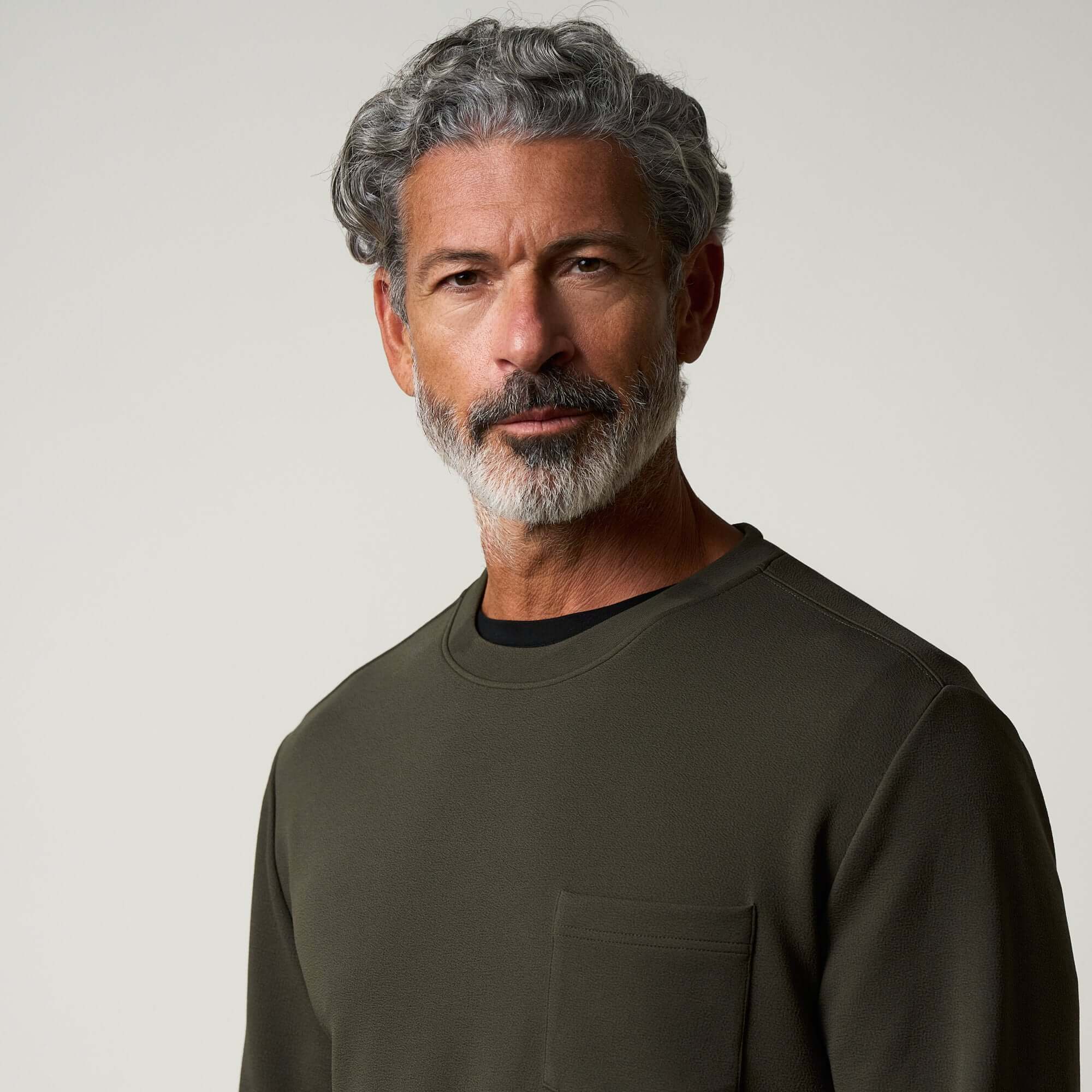 Crinkle Scuba Crew Neck in Olive - Image 2