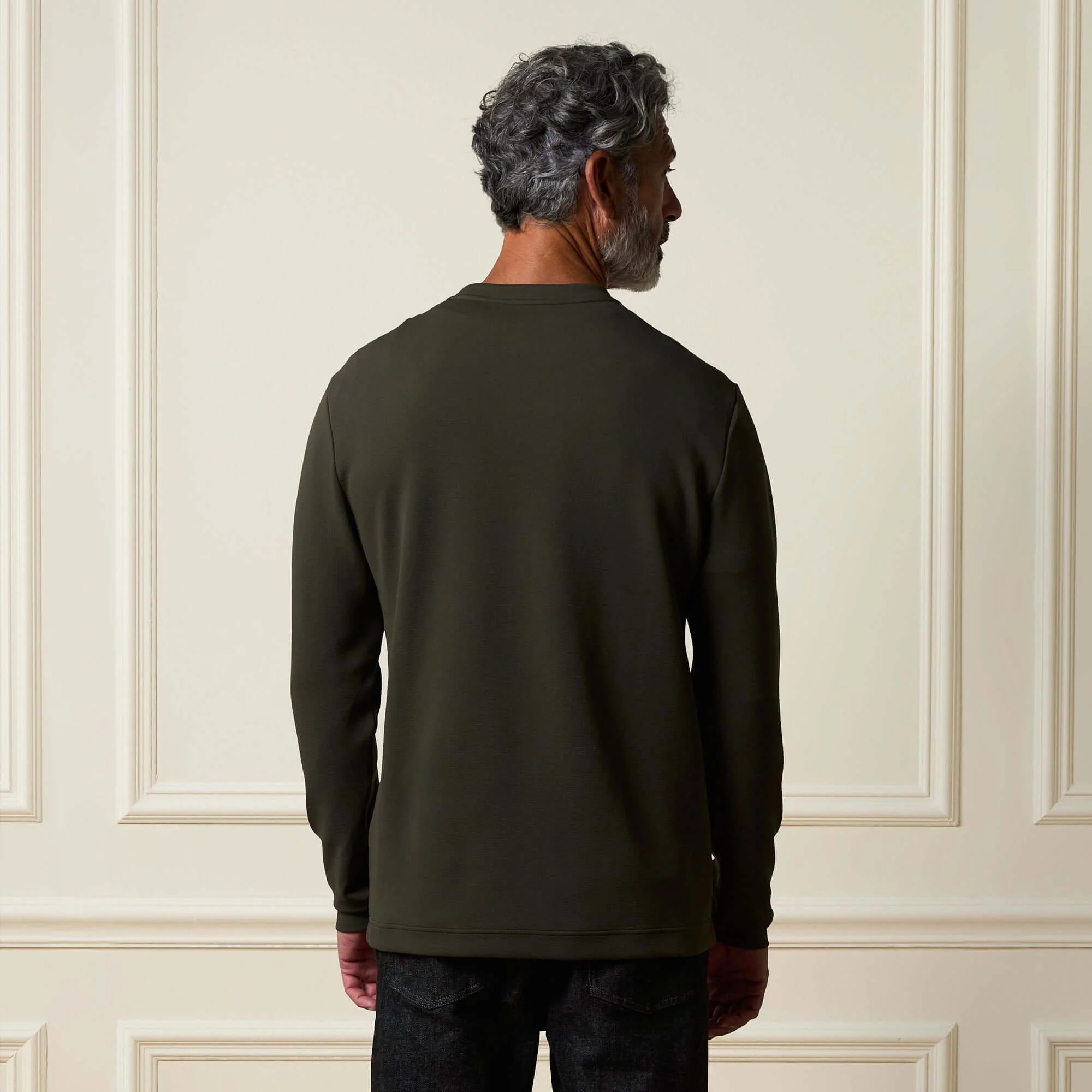 Crinkle Scuba Crew Neck in Olive - Image 3