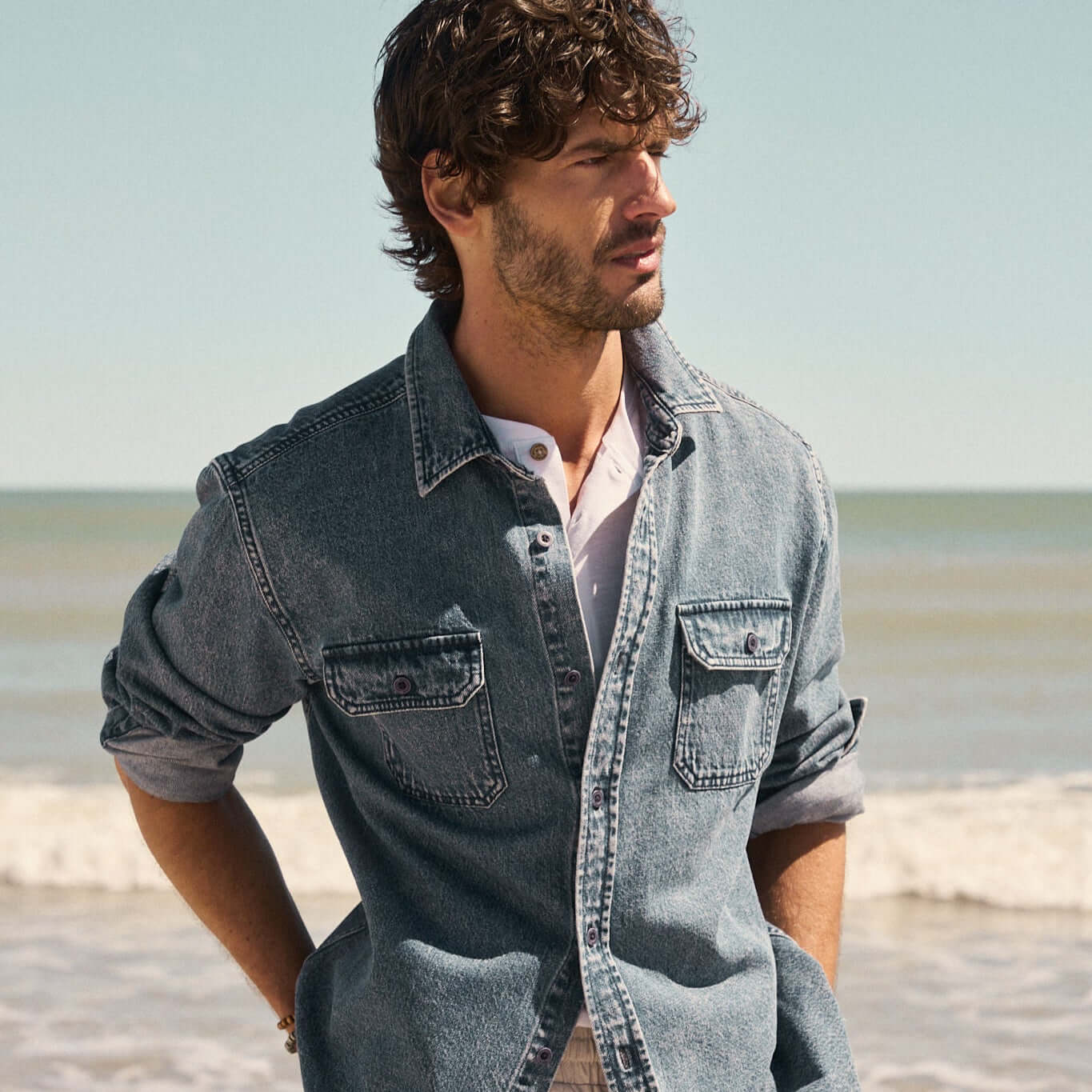 Denim Shirt In Acid Blue - Image 4