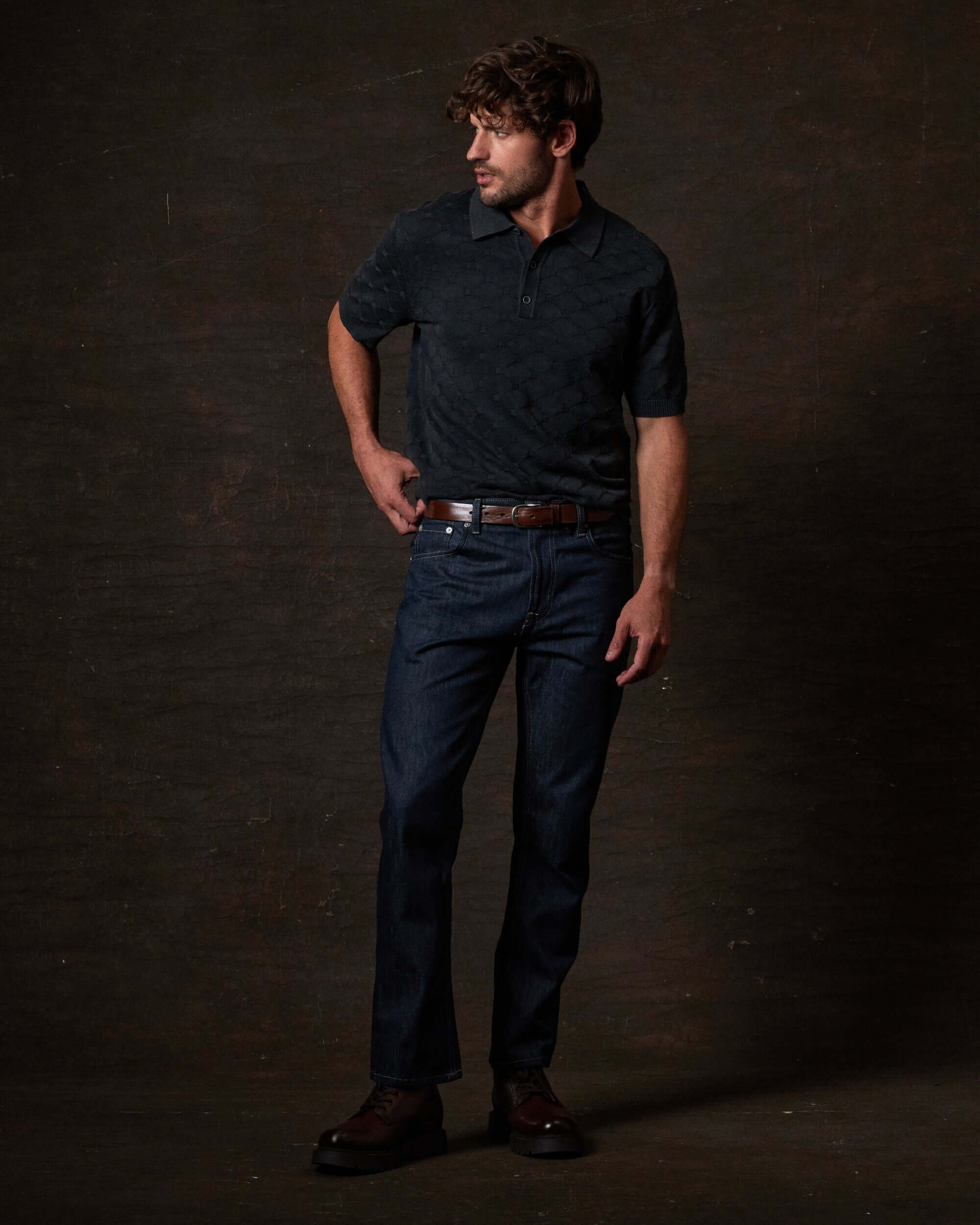 Diamond Sweater Polo in Black - Image 2