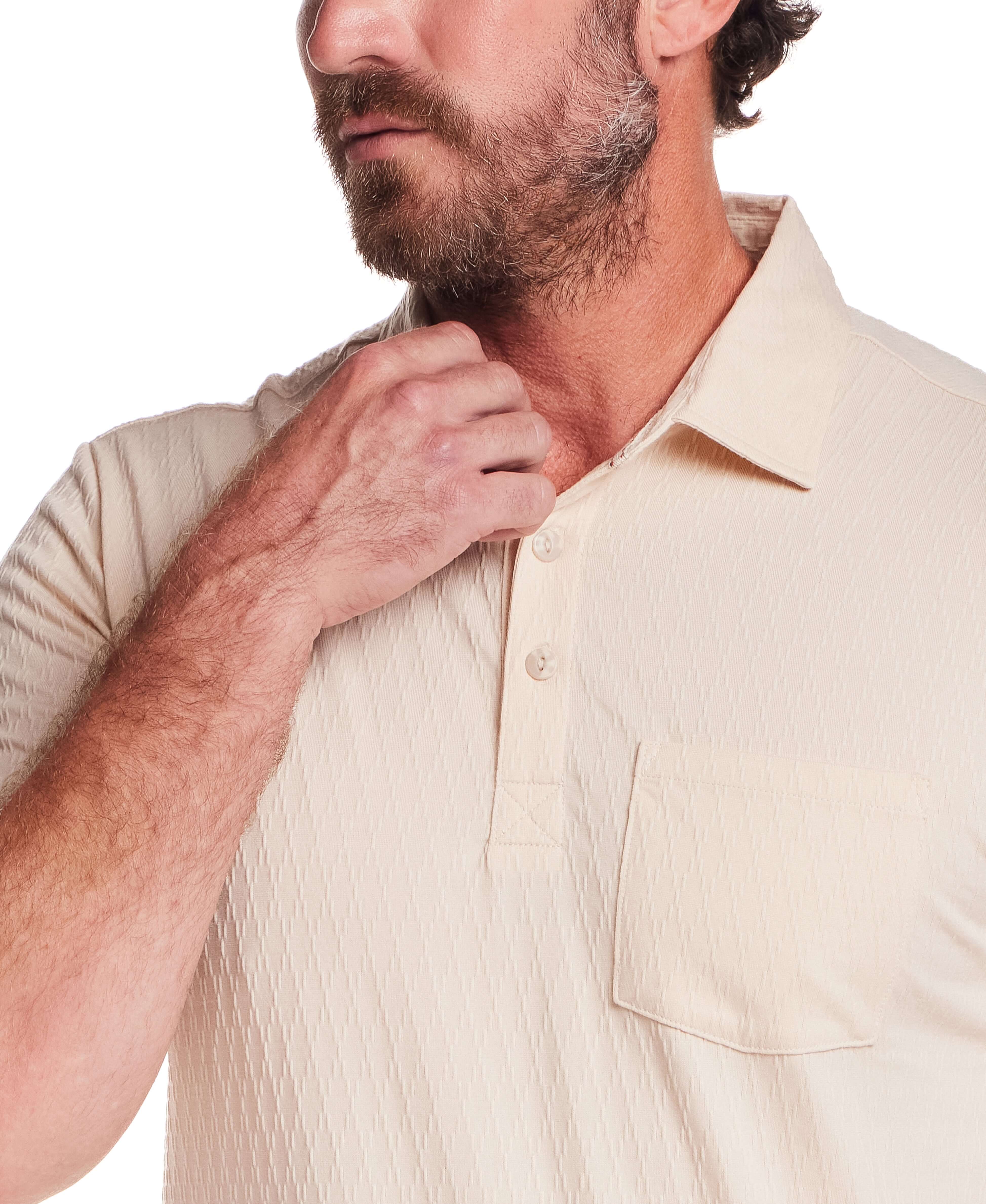 Diamond Texture Polo in Turtle Dove - Image 4