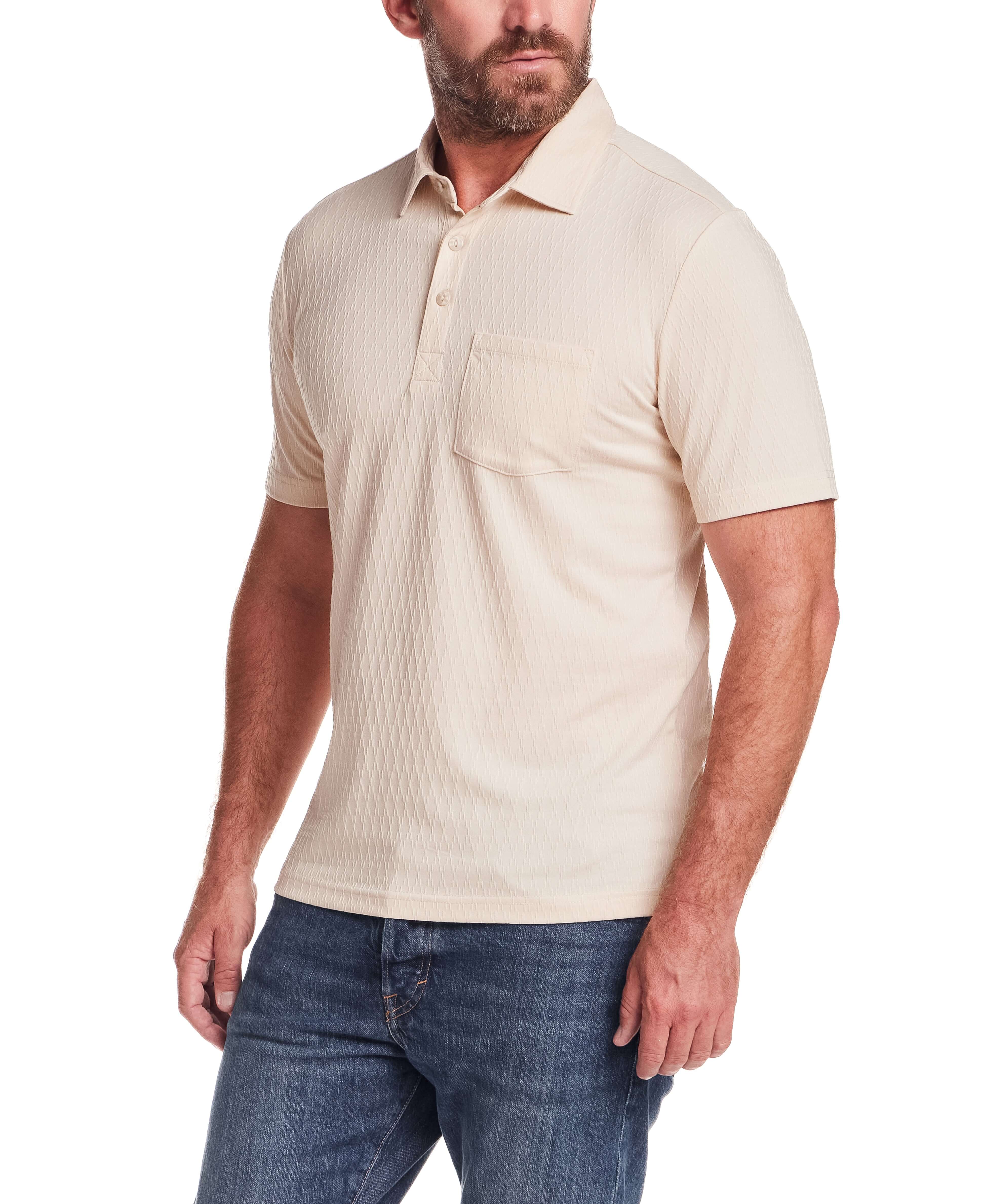 Diamond Texture Polo in Turtle Dove - Image 5
