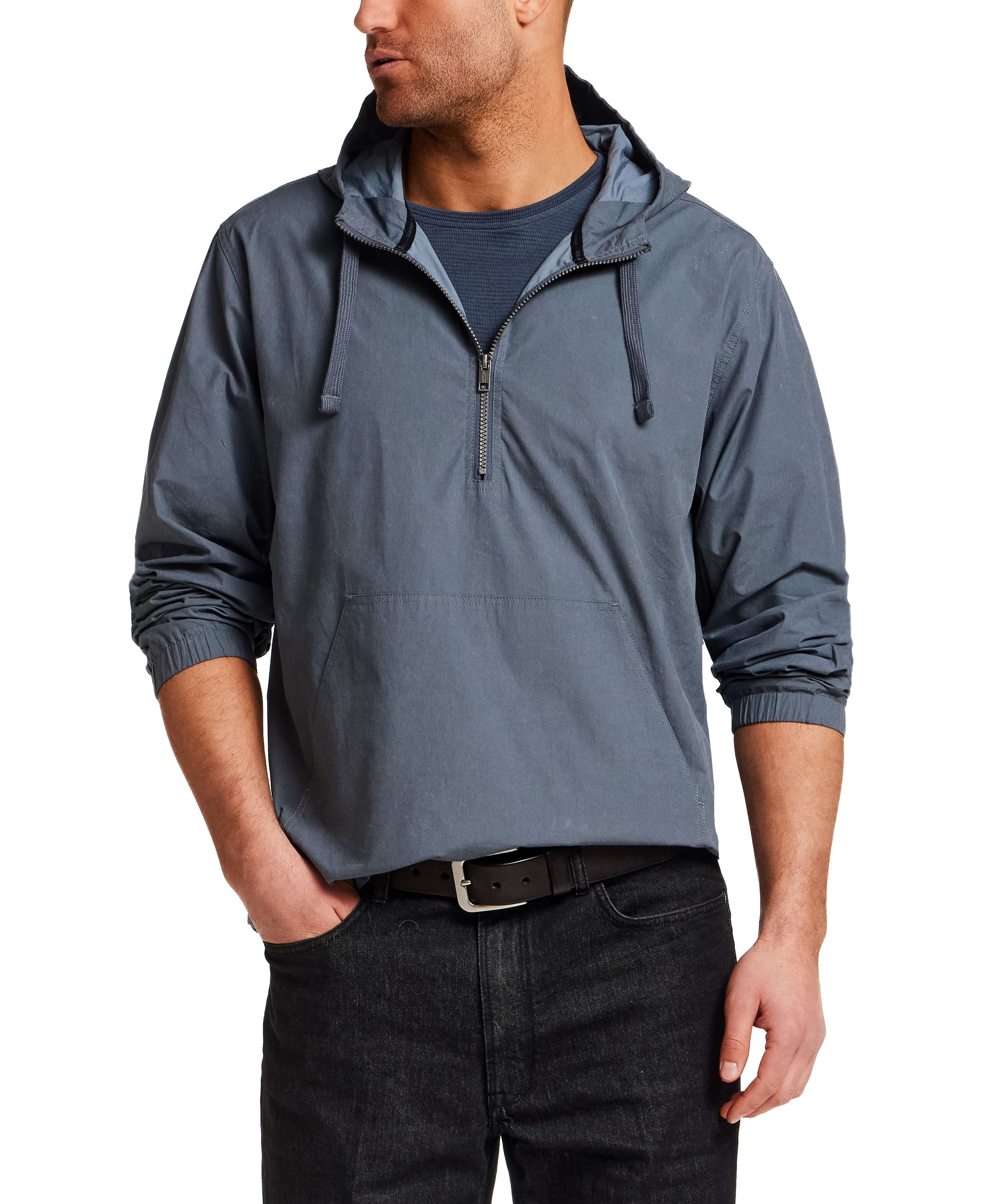 Distressed Poplin Hooded Pullover in Indigo - Image 5