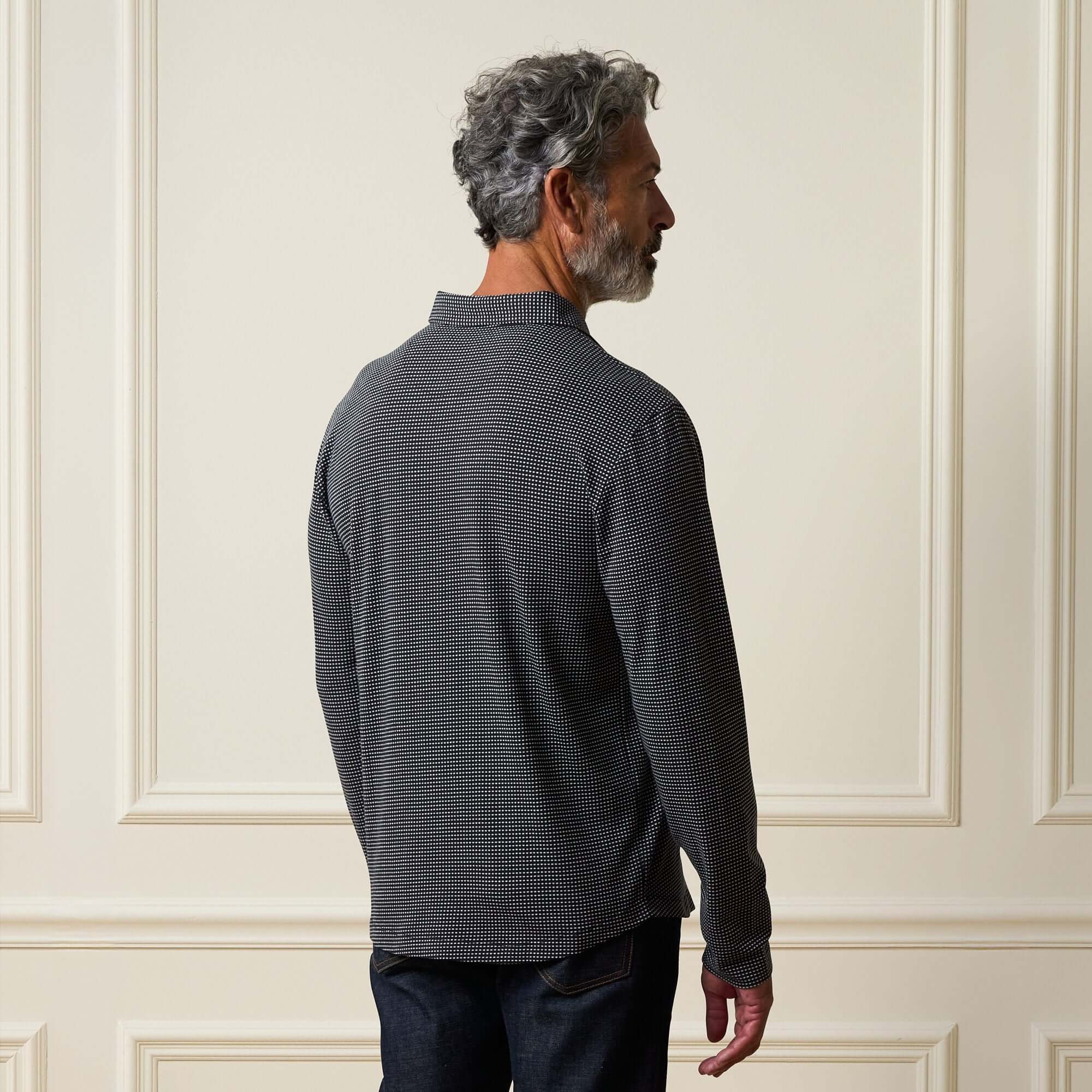 Dobby Button Down Shirt in Black - Image 3