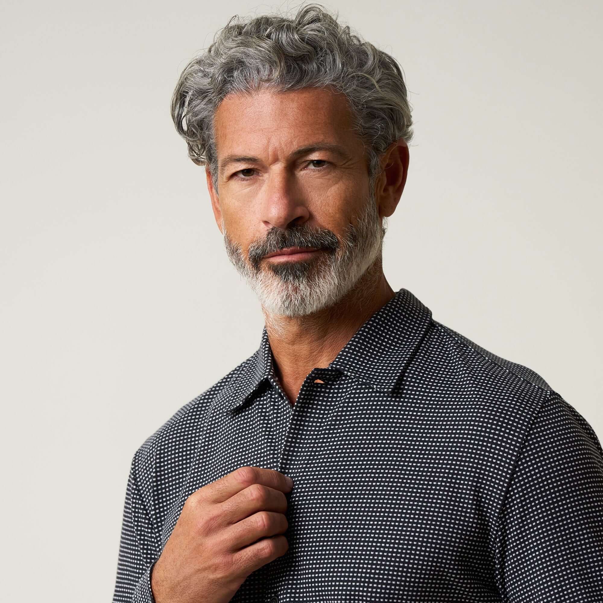 Dobby Button Down Shirt in Black - Image 4
