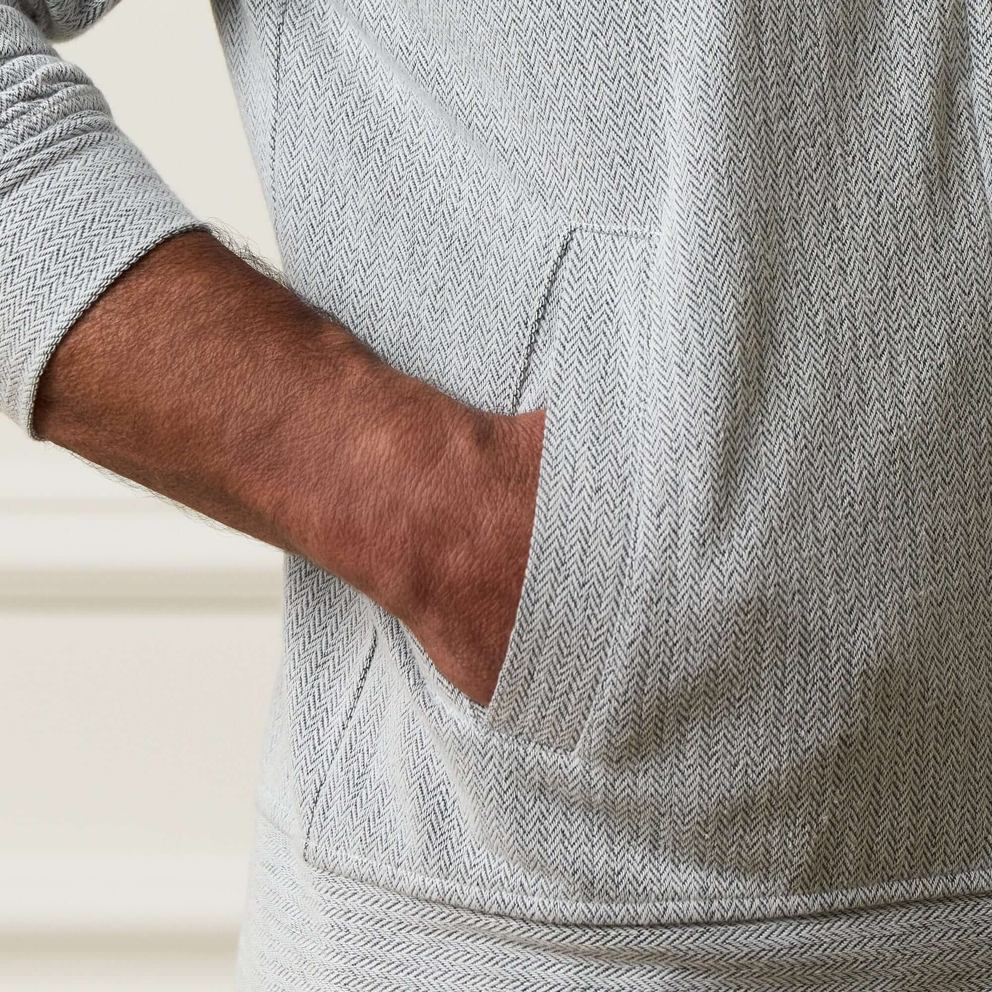 Mini Herringbone Bomber Jacket in Natural - Image 7