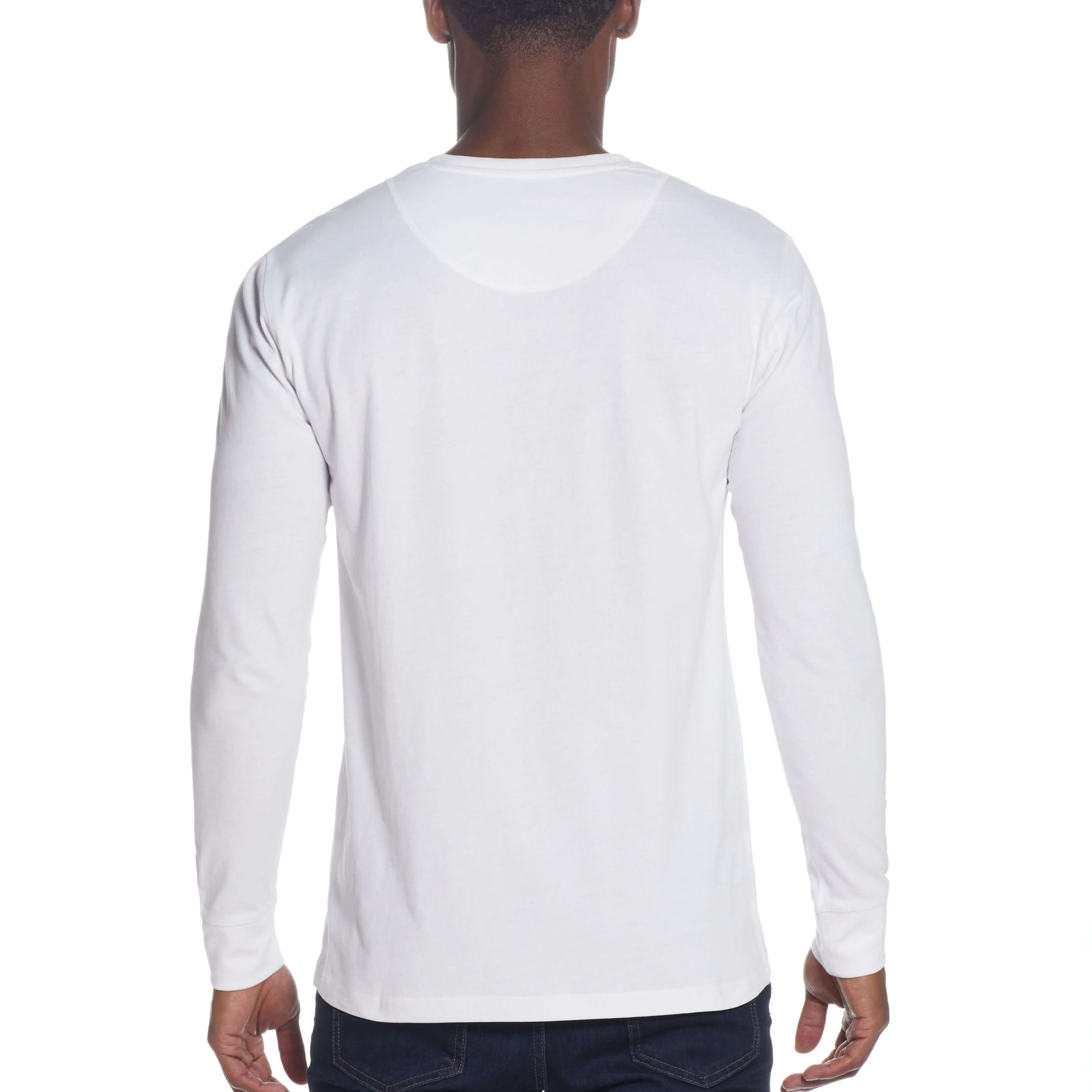 Long Sleeve Brushed Jersey Henley In White - Image 4
