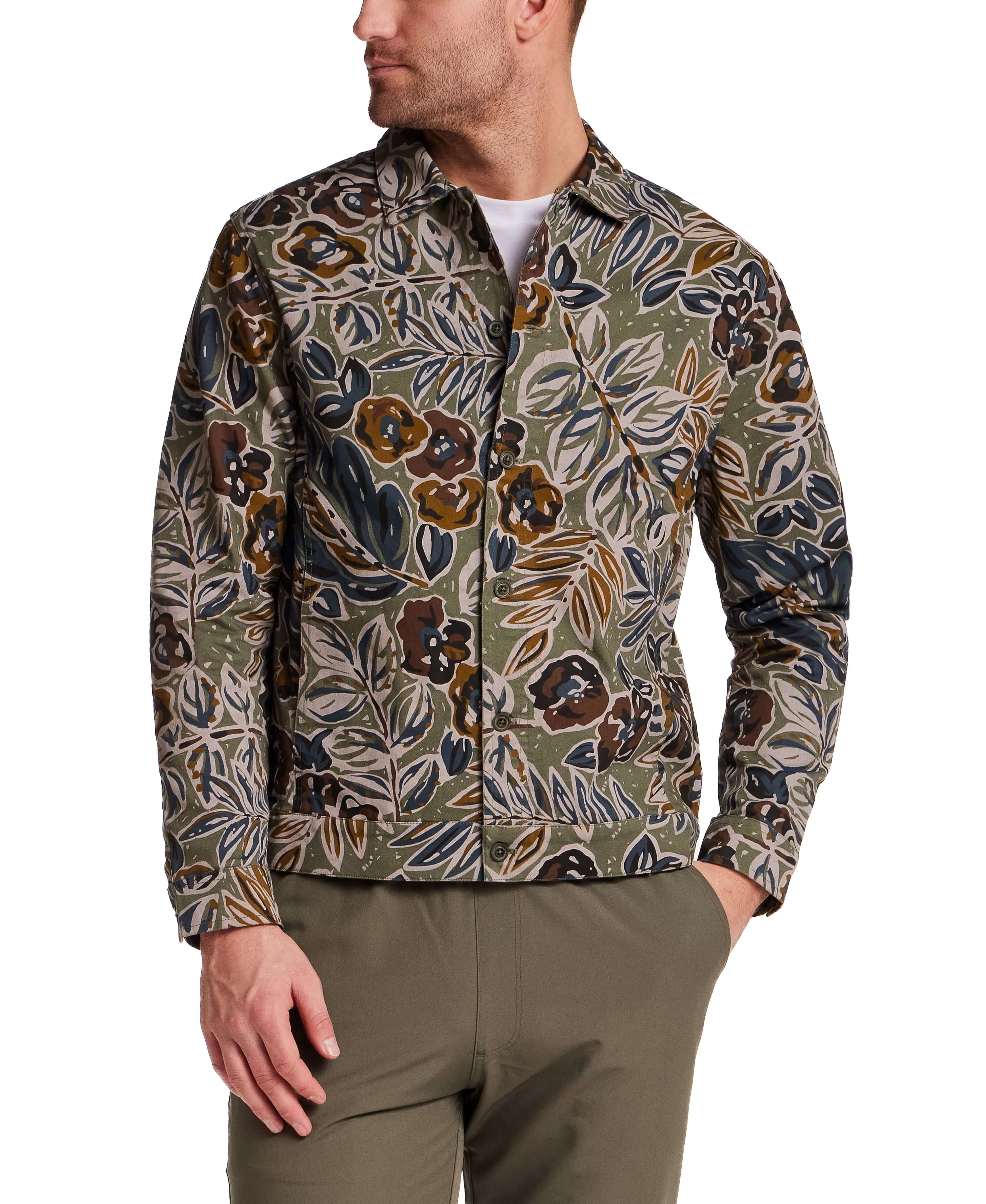 Floral Print Twill Trucker in Olive - Image 5