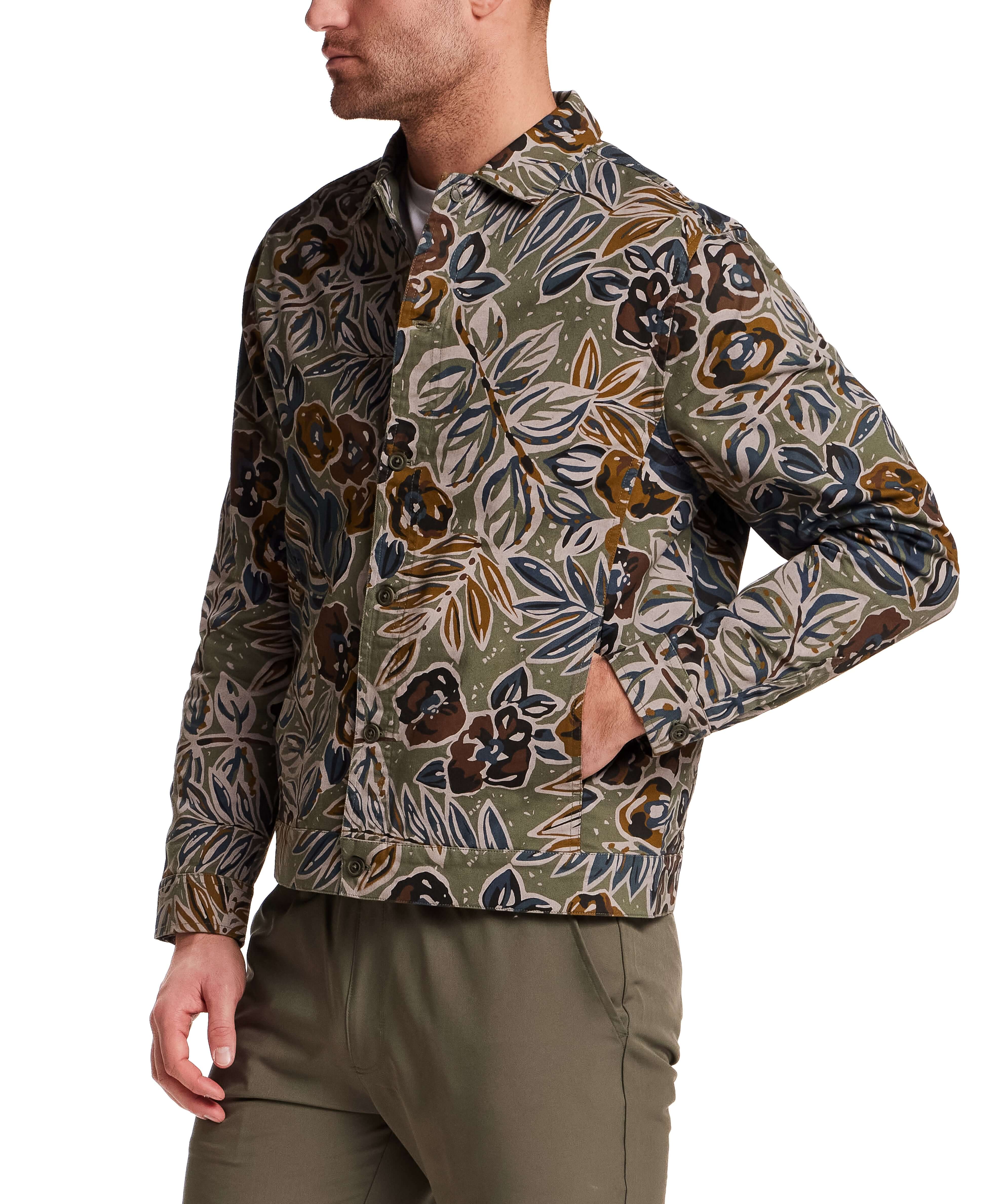 Floral Print Twill Trucker in Olive - Image 6