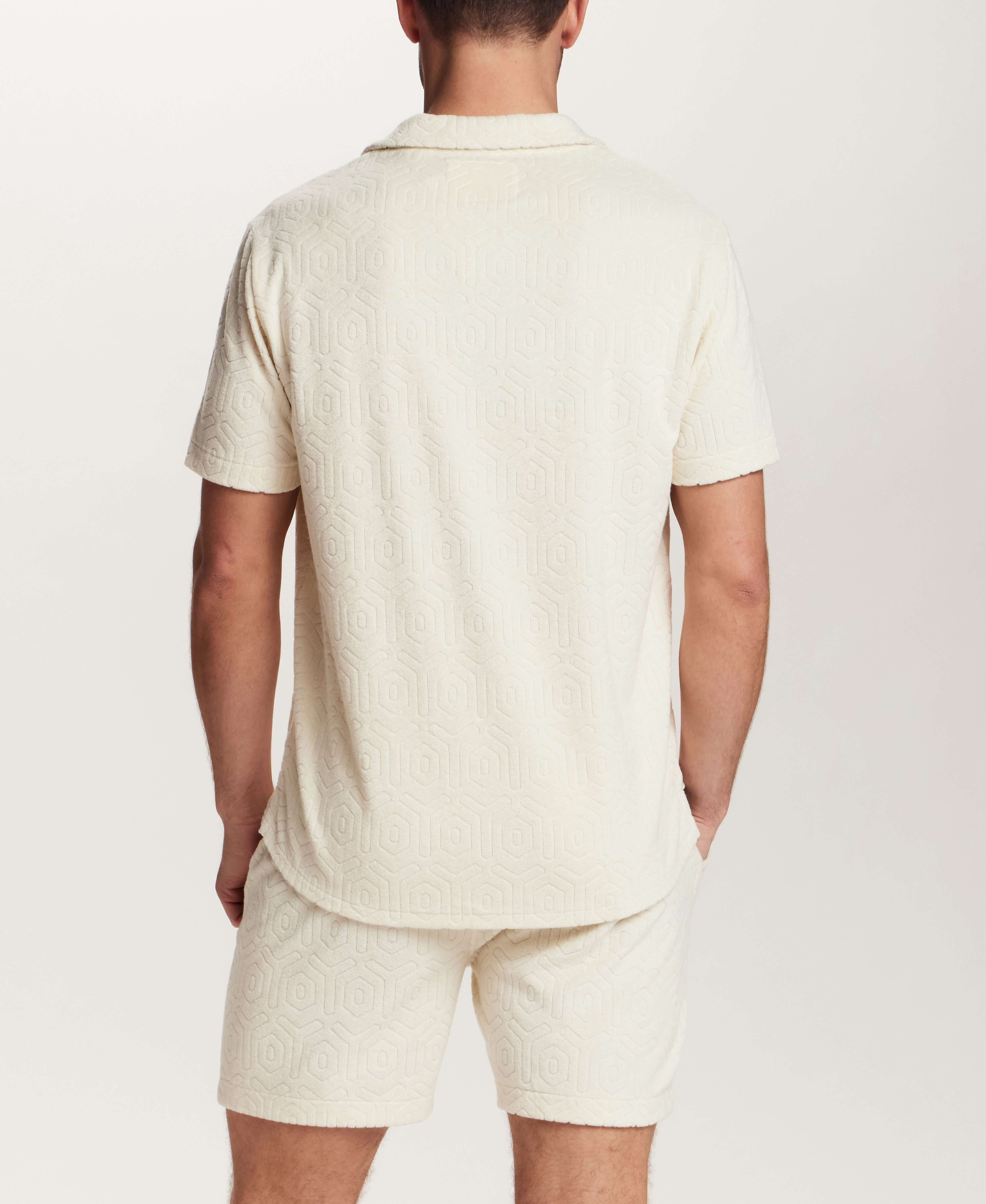 Geometric Terry Camp Shirt in Stone - Image 2