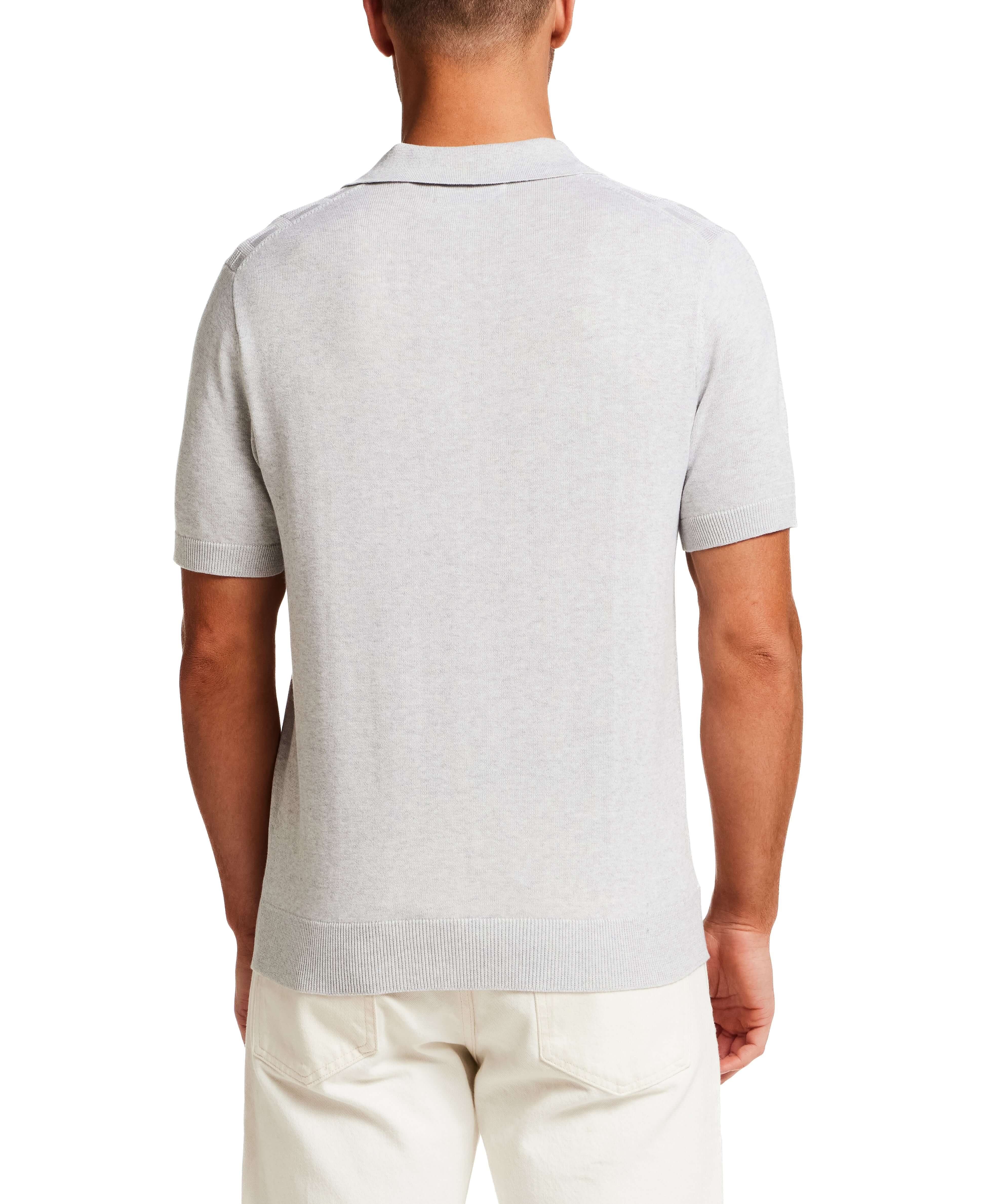 Grid Yoke Polo Sweater in Light Grey - Image 4