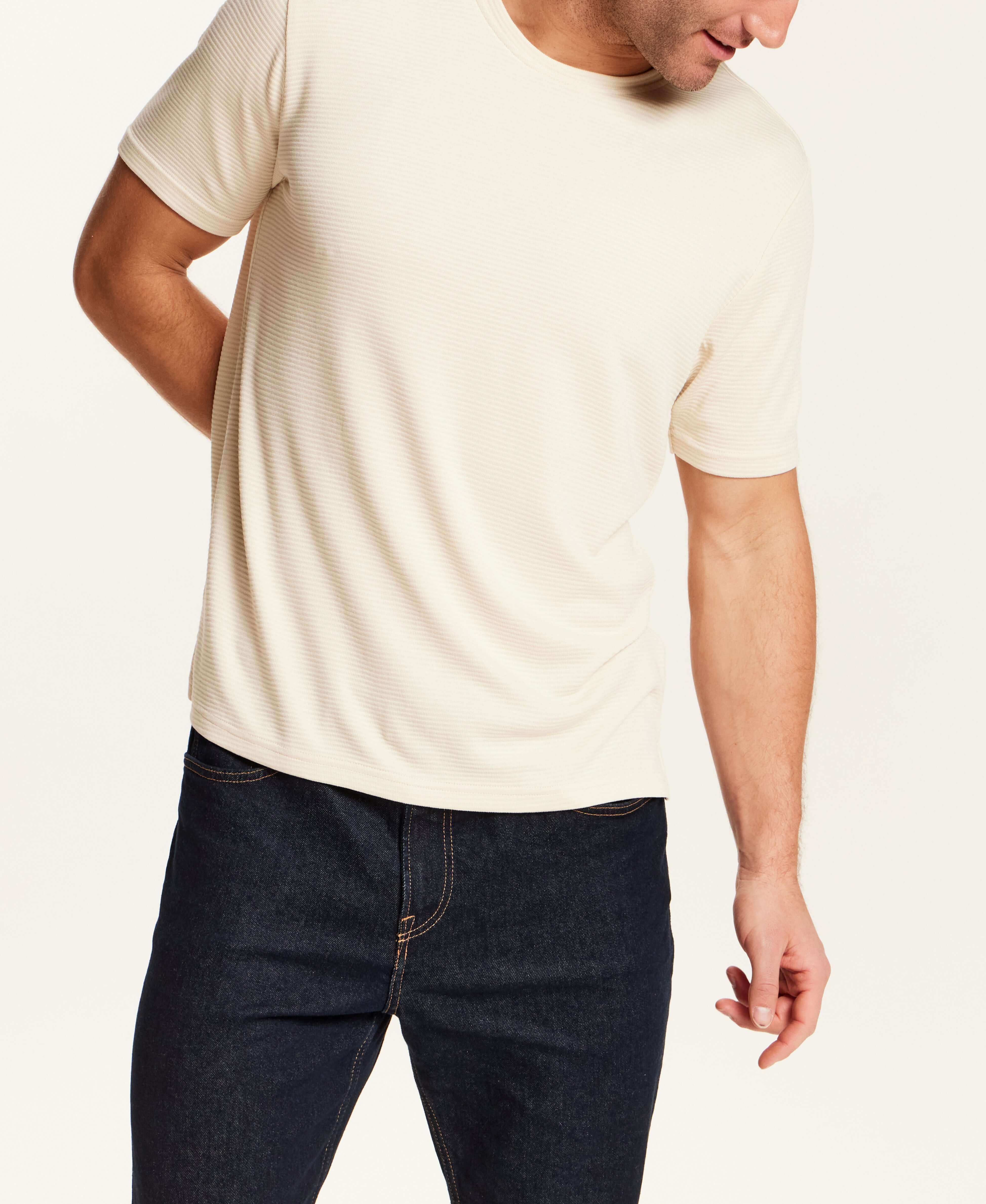 Horizontal Rib Tee in Cream