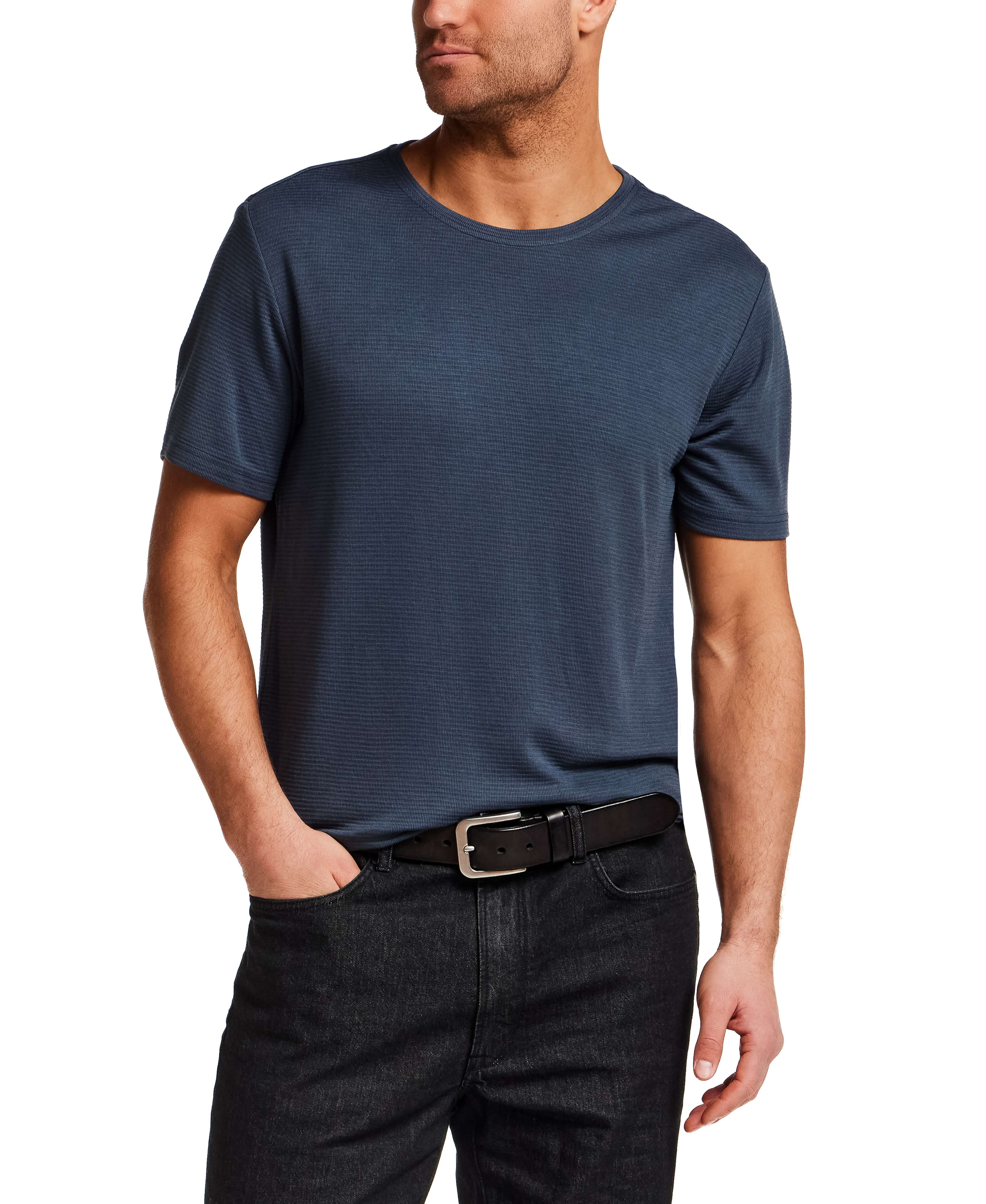 Horizontal Rib Tee in Navy - Image 2