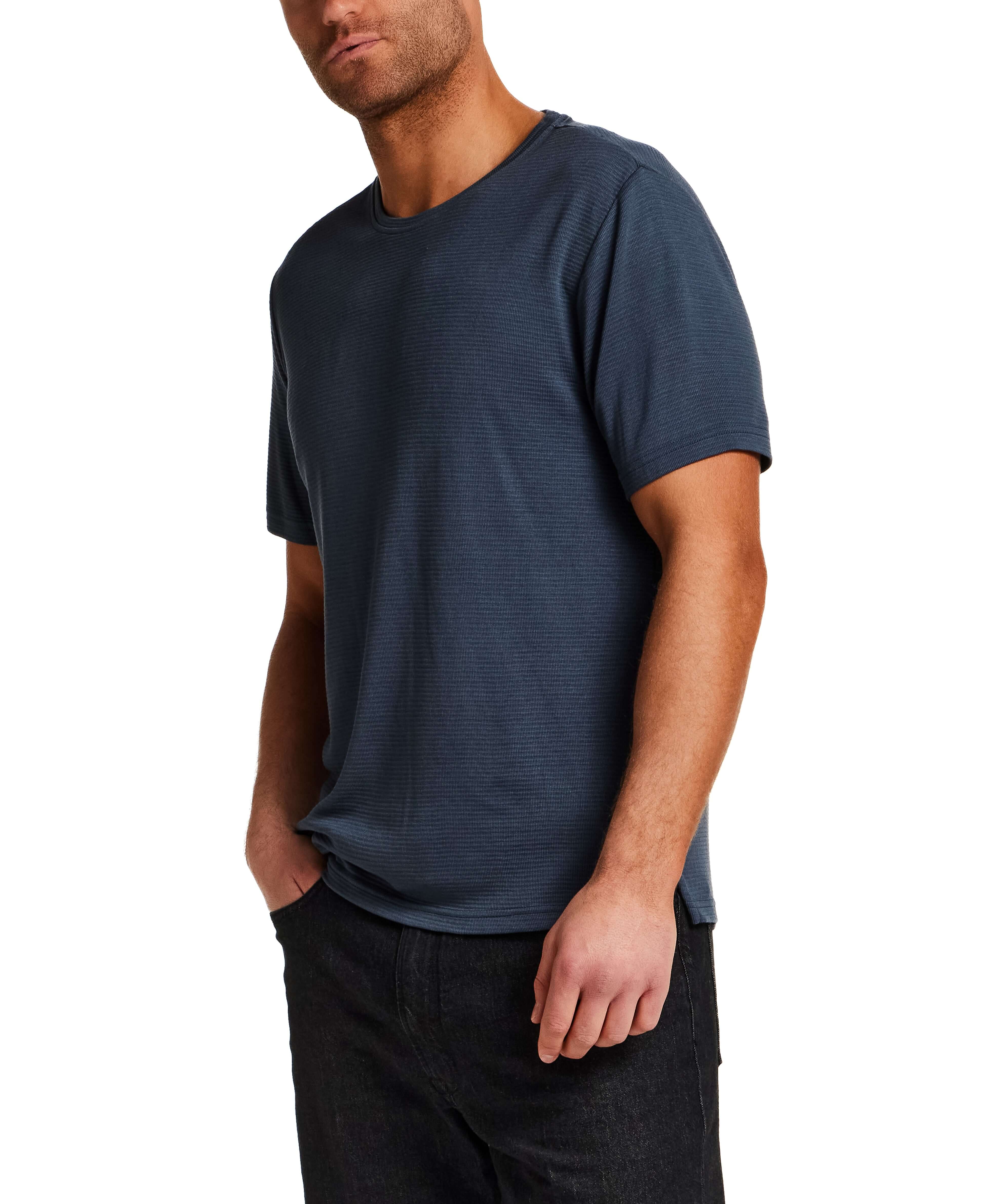 Horizontal Rib Tee in Navy - Image 3