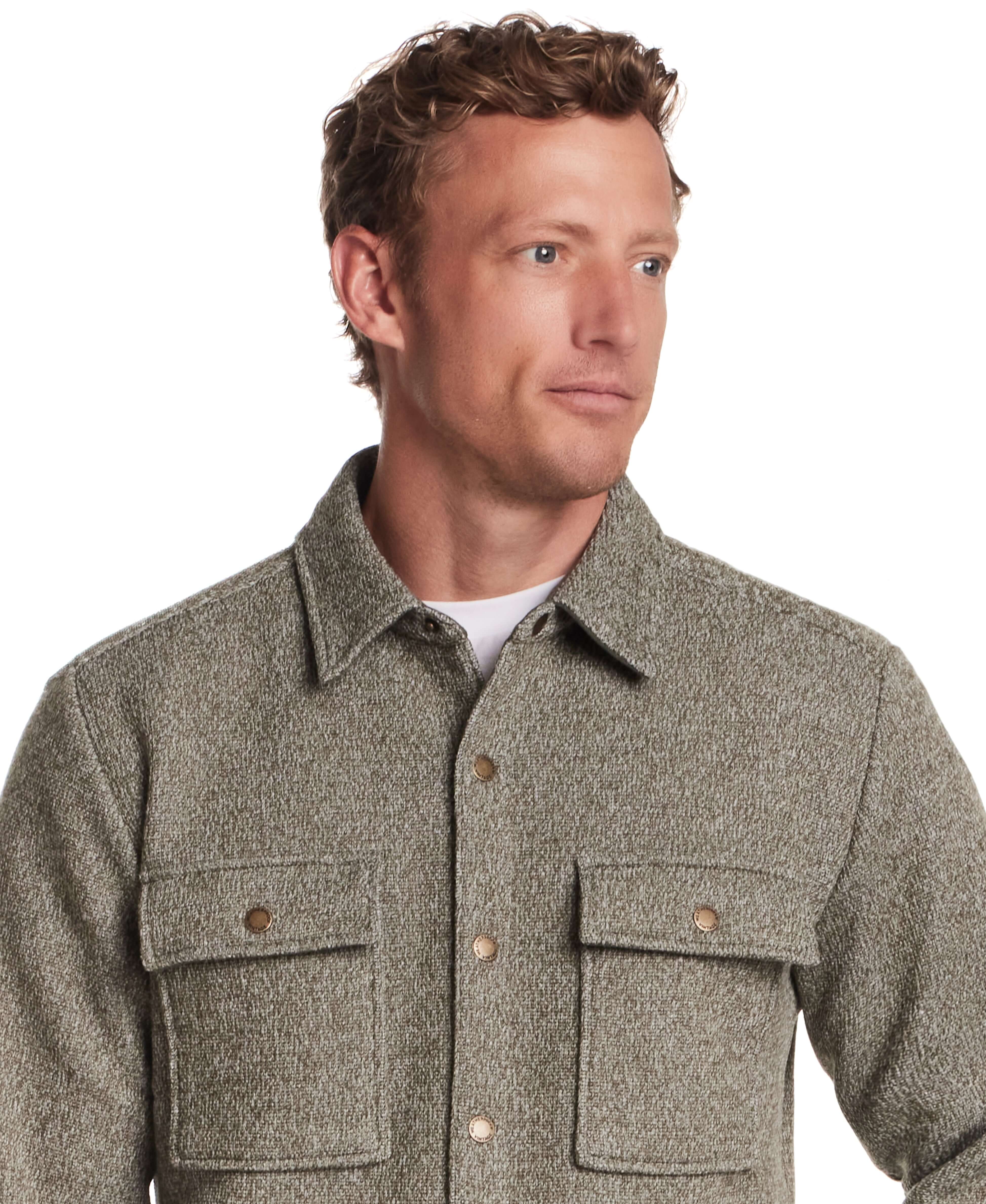 Knit Shirt Jacket in Kambaba Olive - Image 4