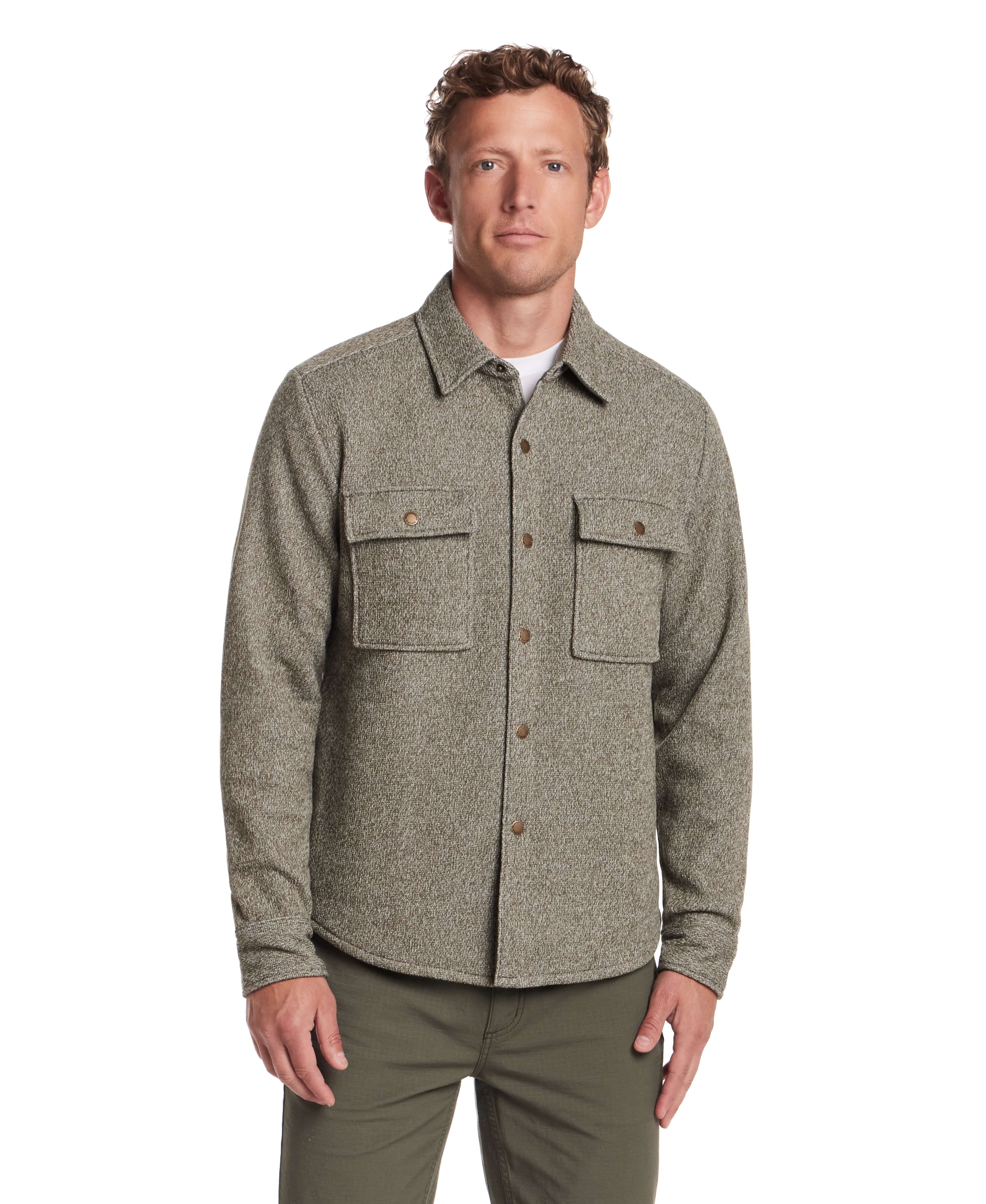 Knit Shirt Jacket in Kambaba Olive - Image 5