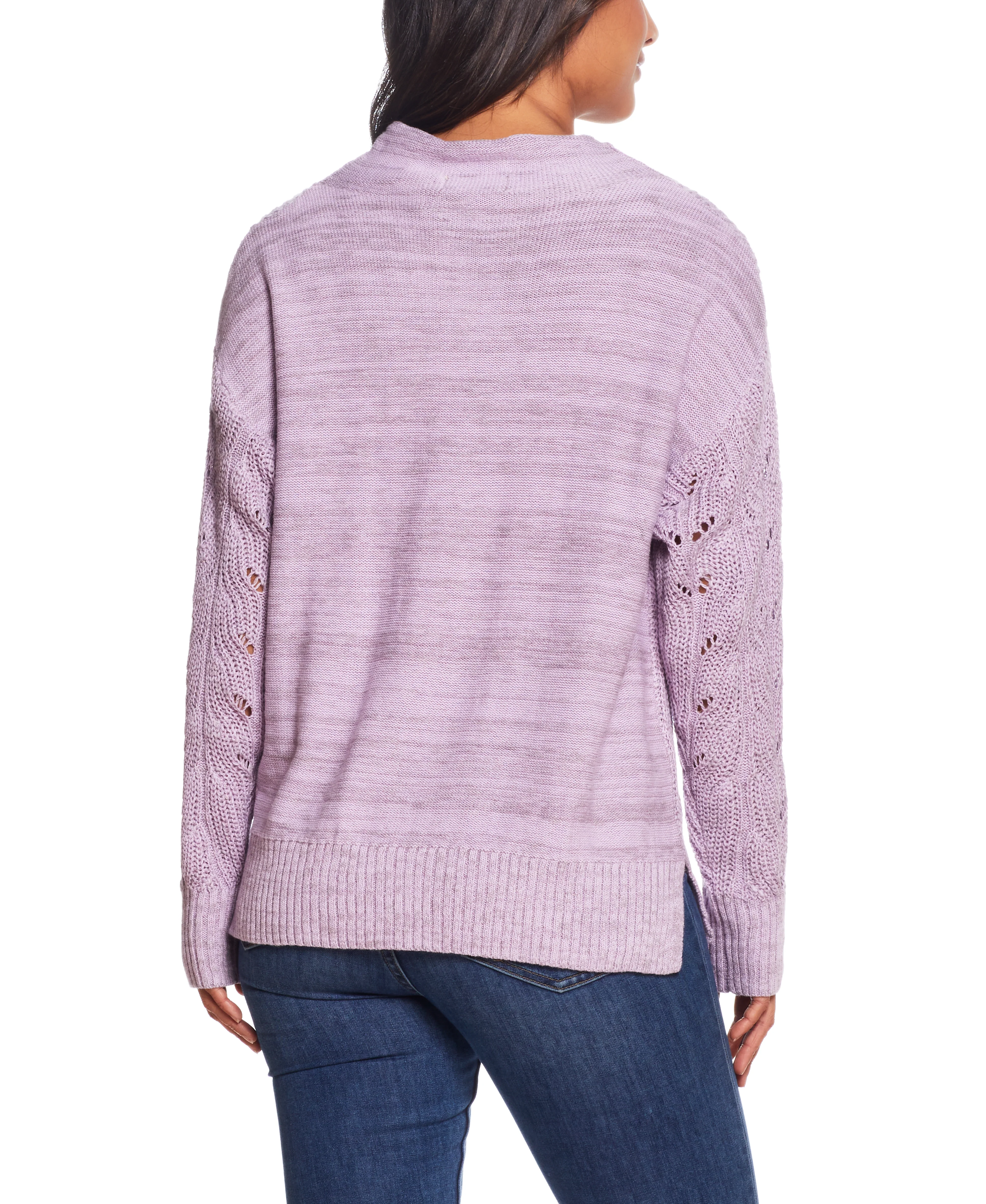 Ladies Pointelle Mock-Neck Sweater In Nirvana - Image 4