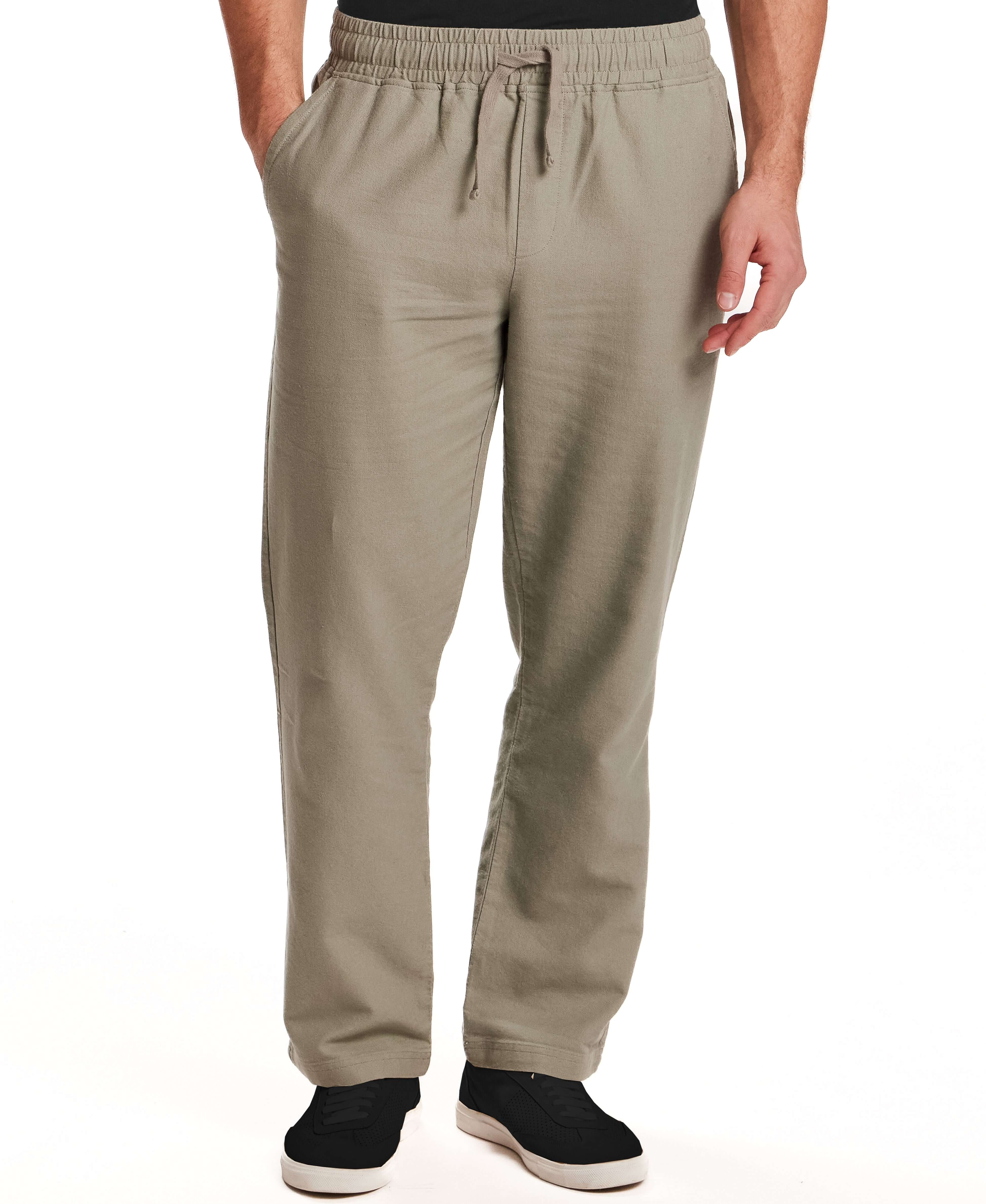 Linen Blend Drawstring Pants in Sea Grass - Image 2