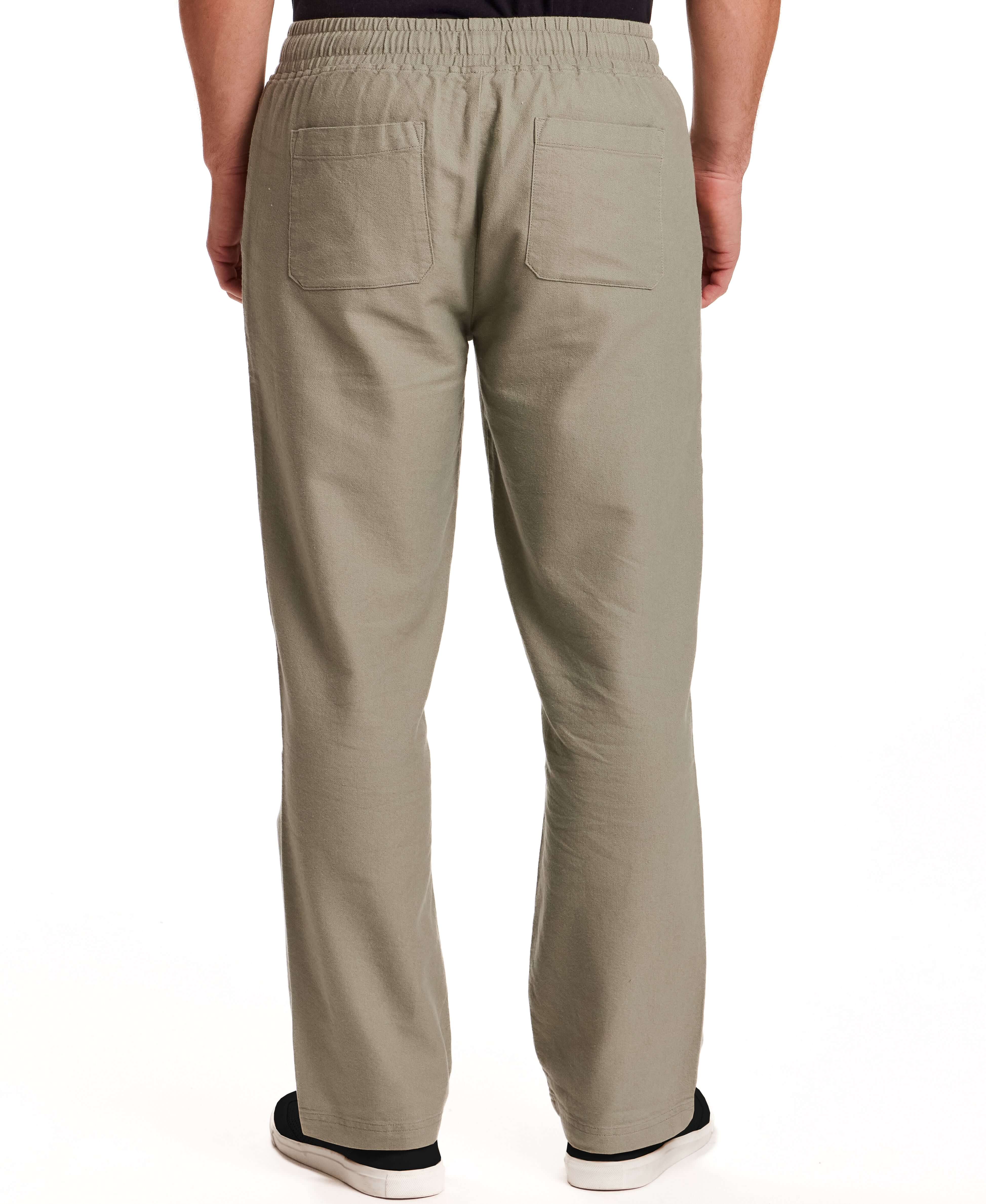 Linen Blend Drawstring Pants in Sea Grass - Image 3