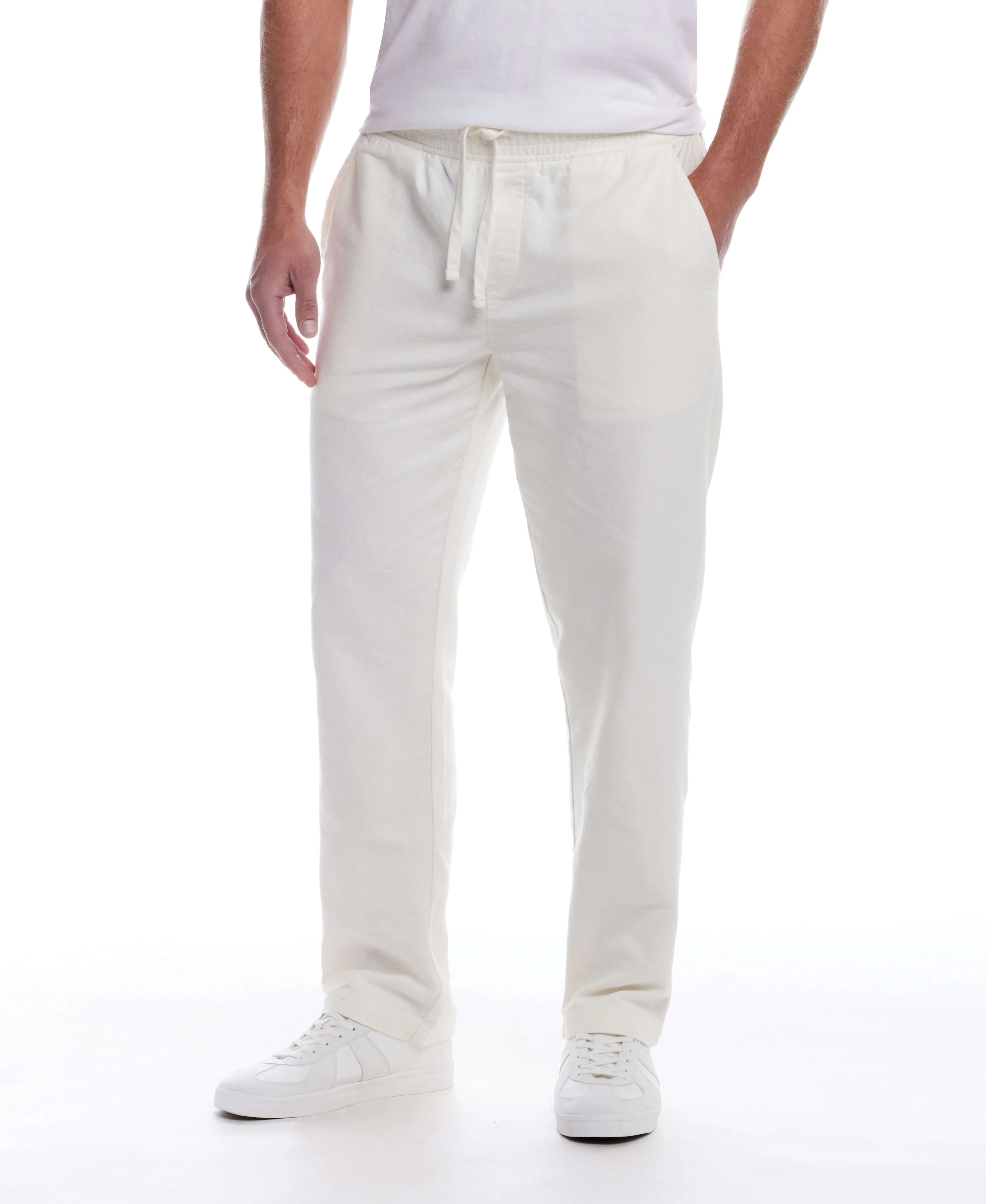 Linen Blend Drawstring Pants in White - Image 4