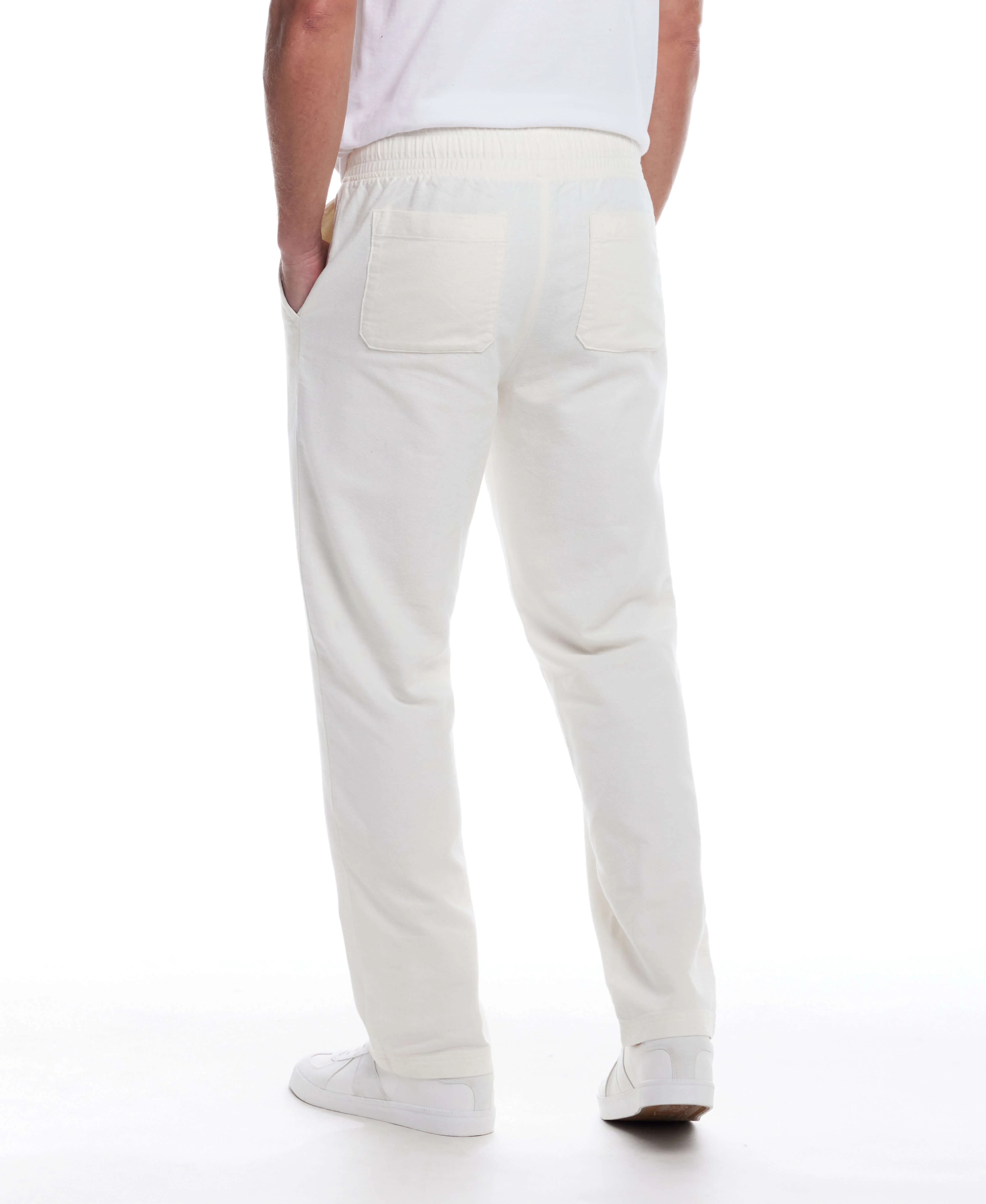 Linen Blend Drawstring Pants in White - Image 5