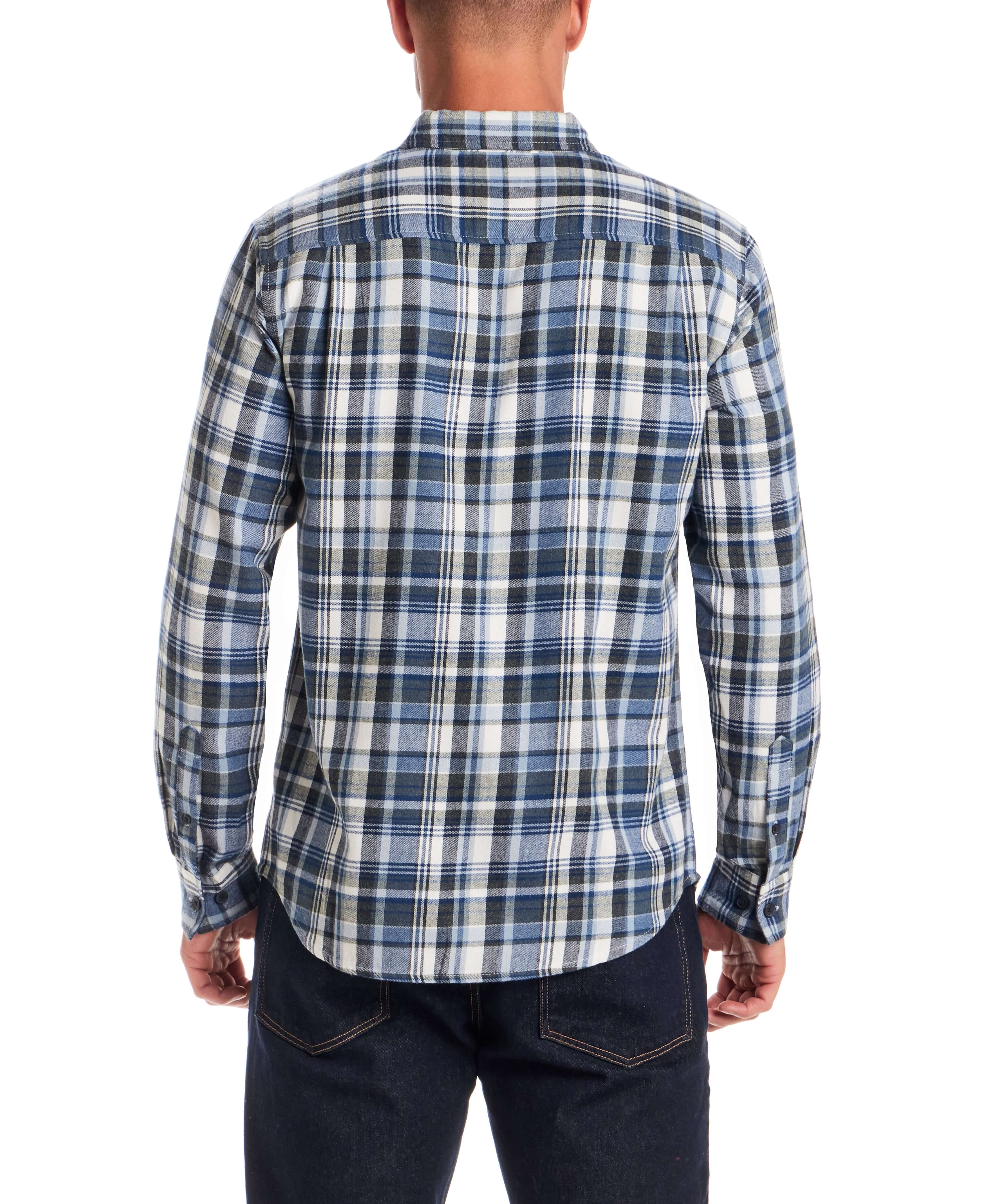 Long Sleeve Brushed Flannel in Blue Fusion - Image 4