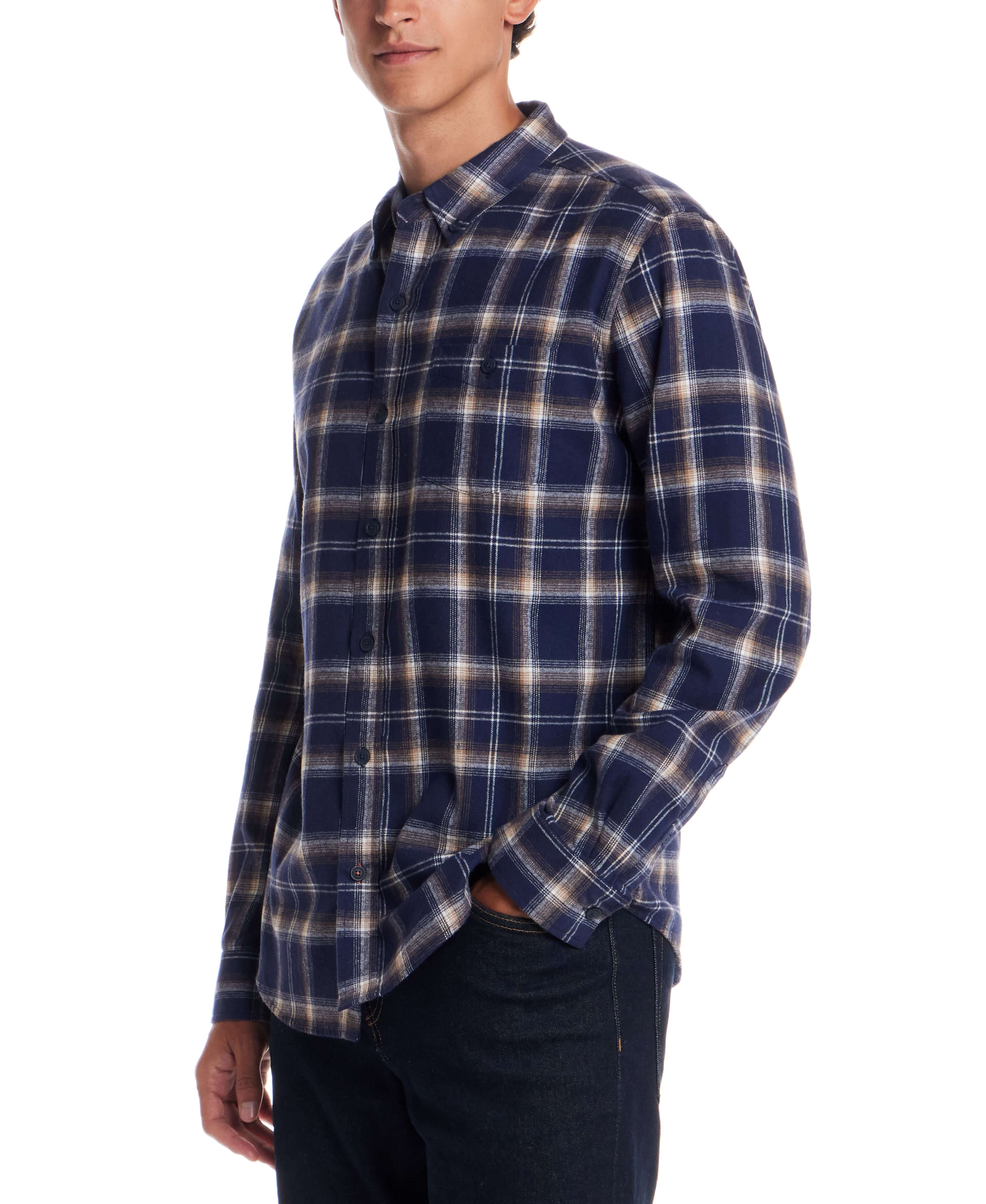 Long Sleeve Brushed Flannel in Ocean Cavern - Image 2