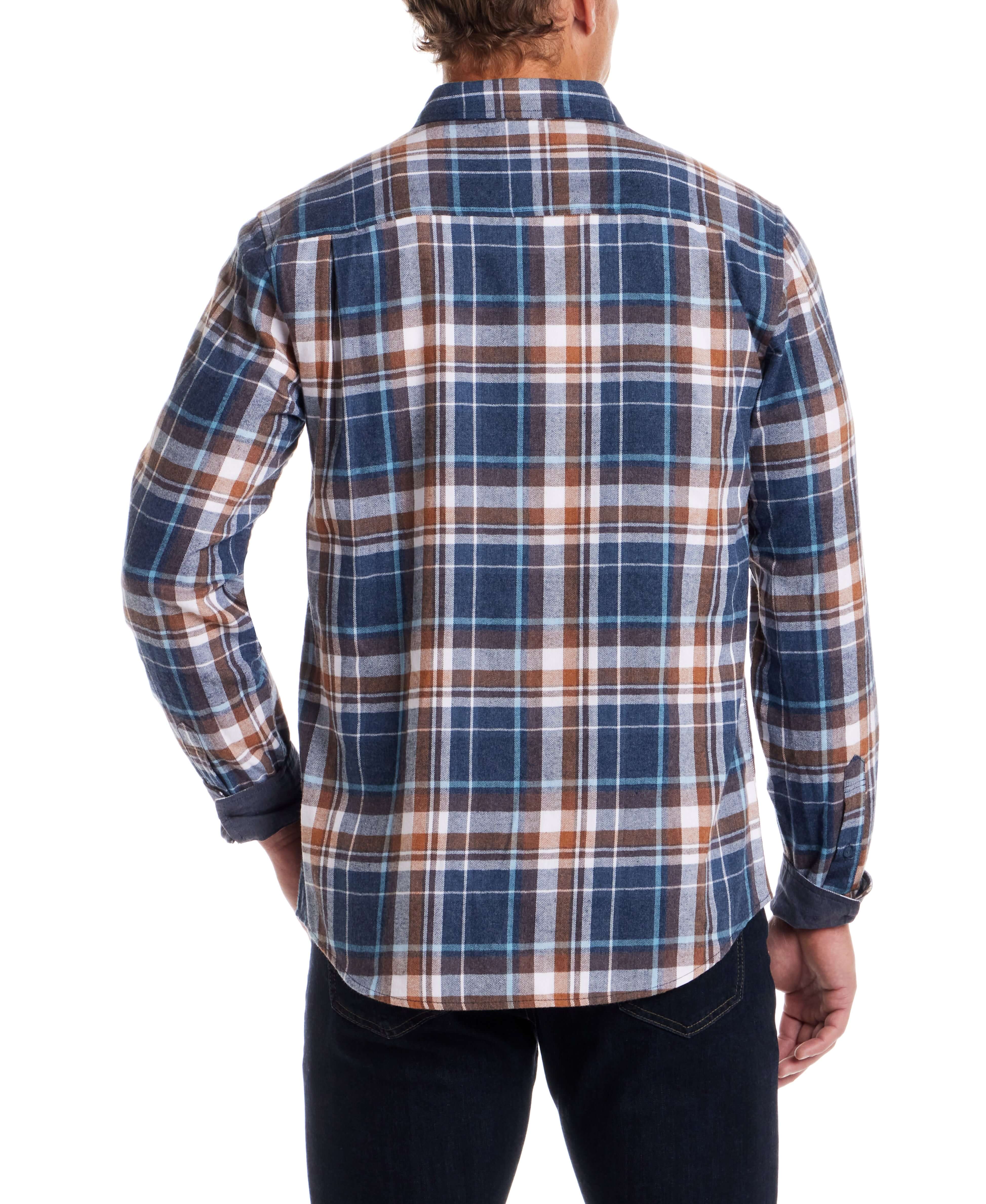Long Sleeve Brushed Flannel in Oceana - Image 3