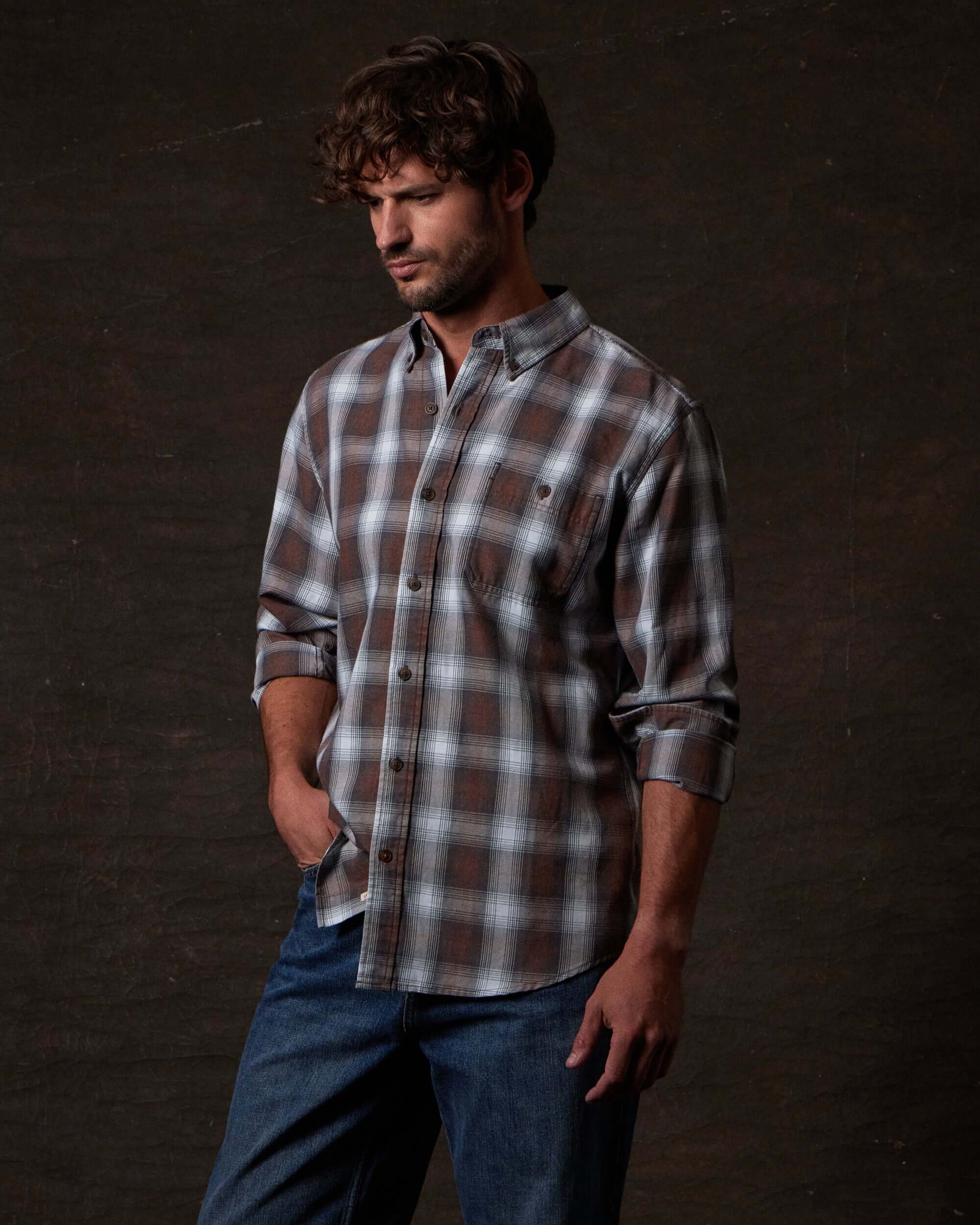 Long Sleeve Burnout Flannel in Chicory - Image 3