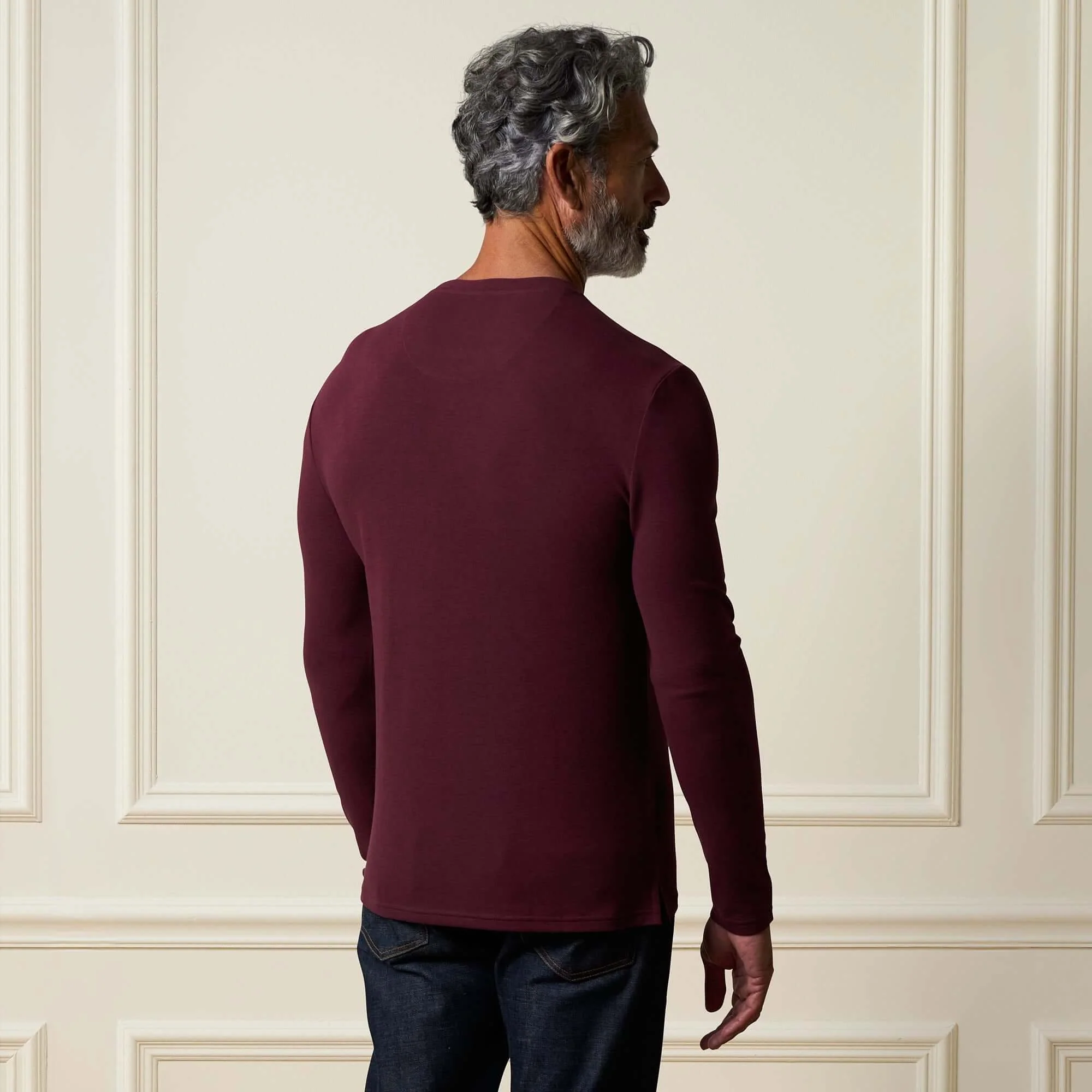 Long Sleeve Crew Neck in Burgundy - Image 2