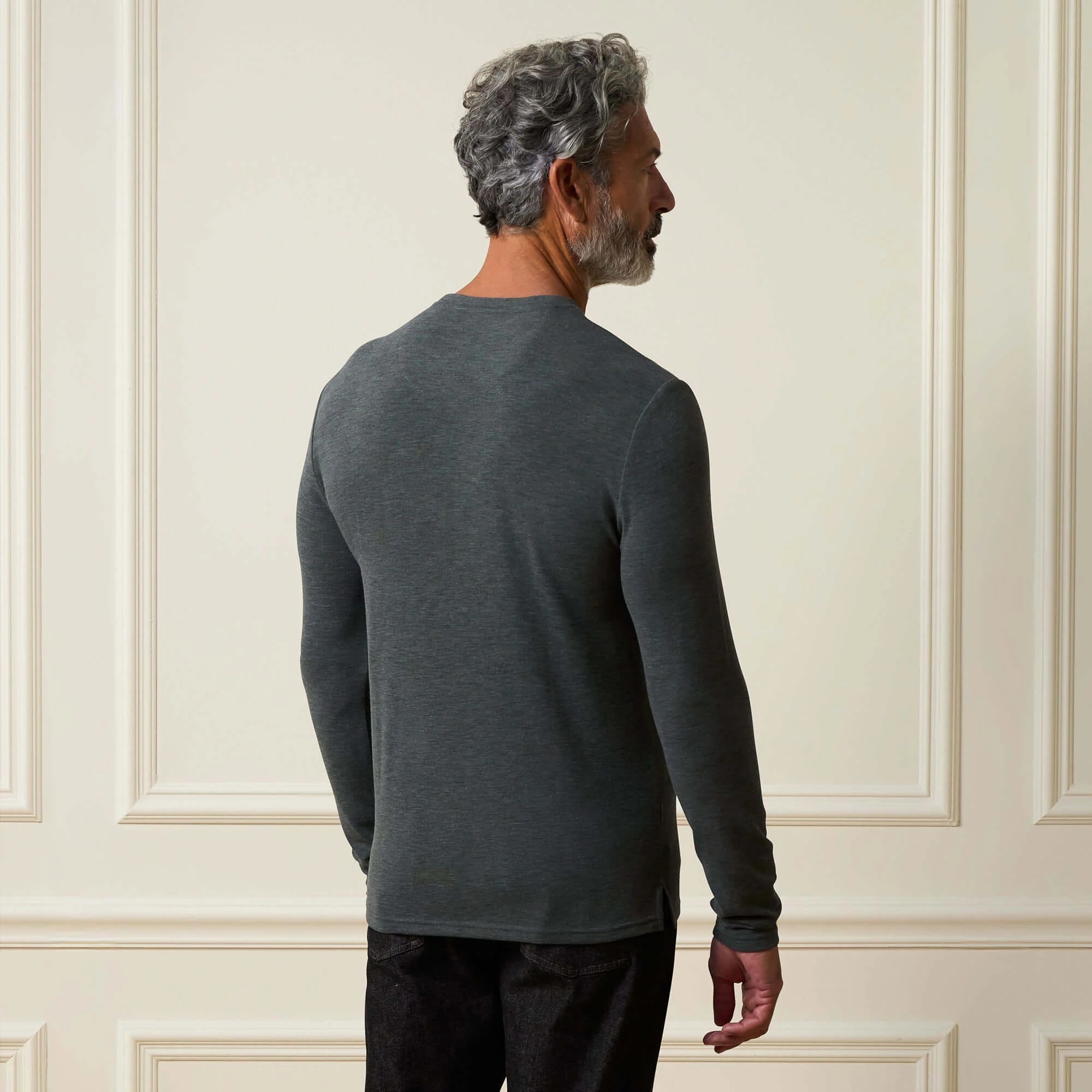 Long Sleeve Crew Neck in Charcoal - Image 2