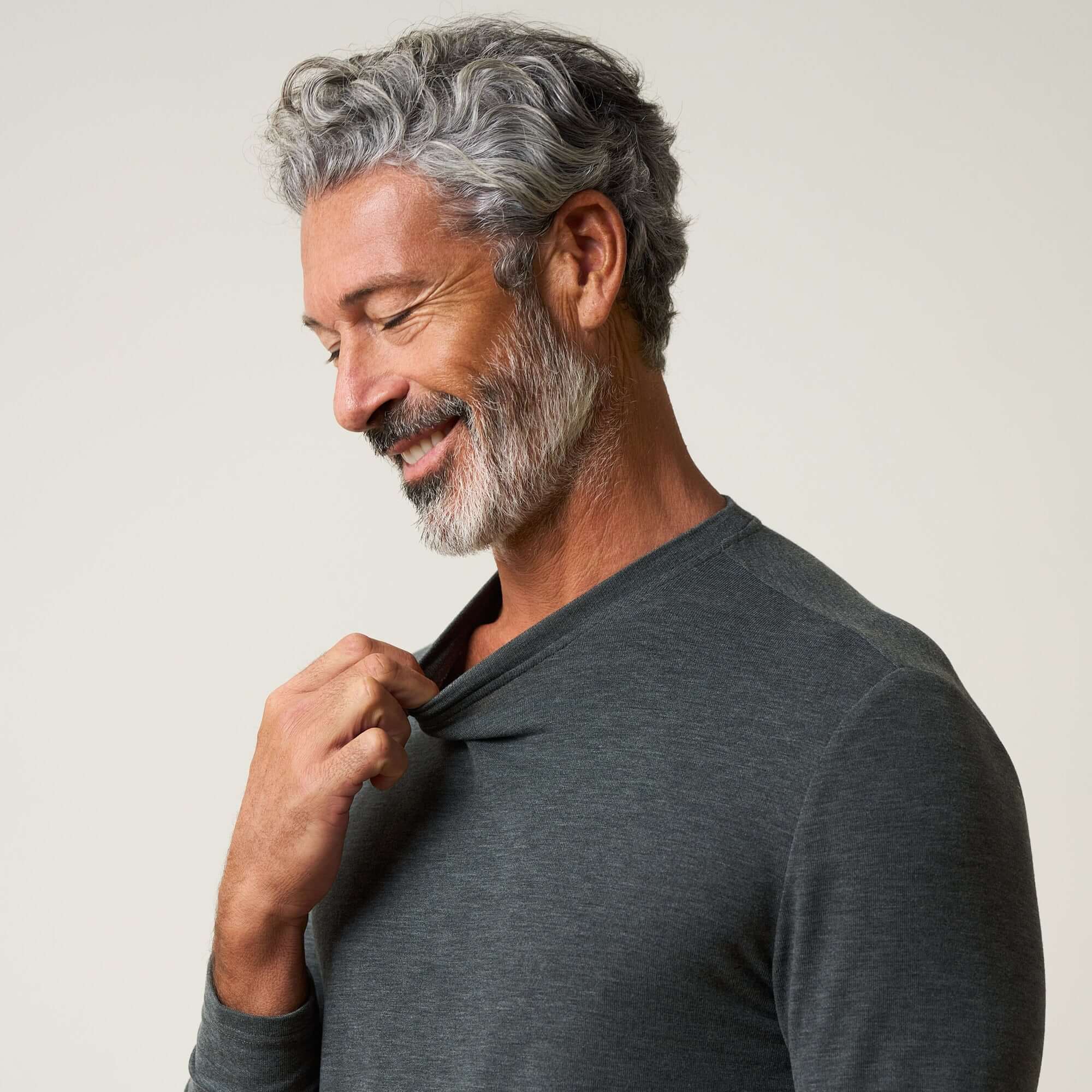 Long Sleeve Crew Neck in Charcoal - Image 5