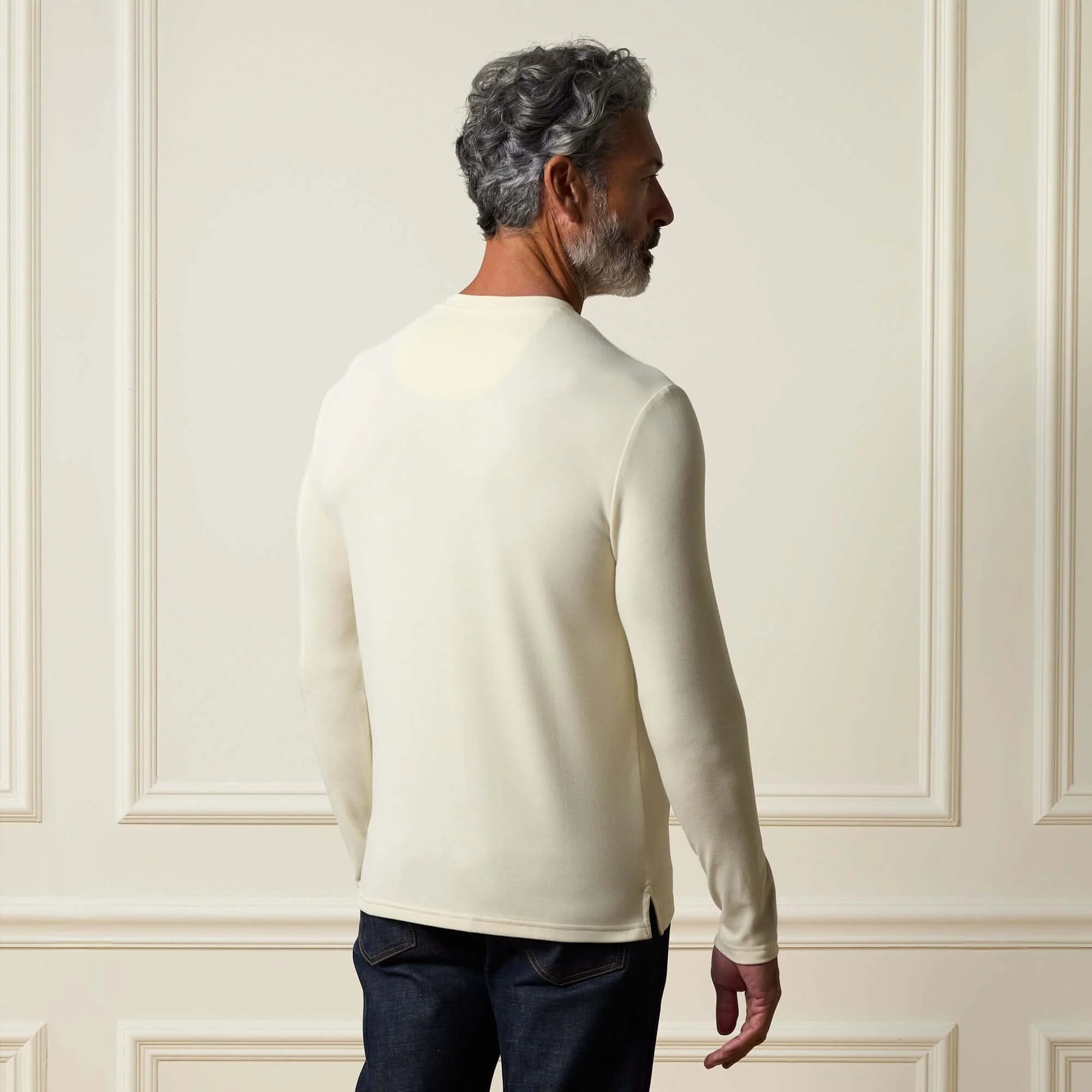 Long Sleeve Crew Neck in Ivory - Image 3