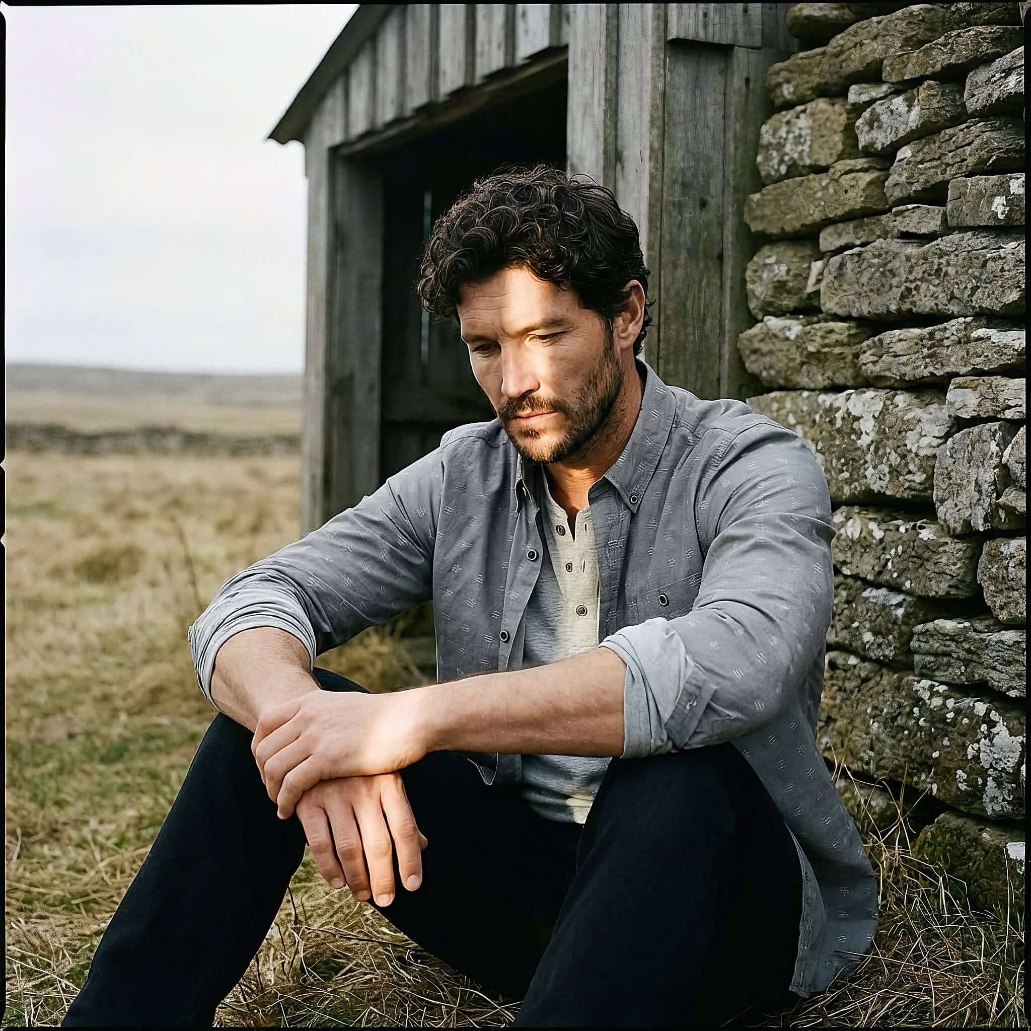 Long Sleeve Dobby Chambray in Moon Mist